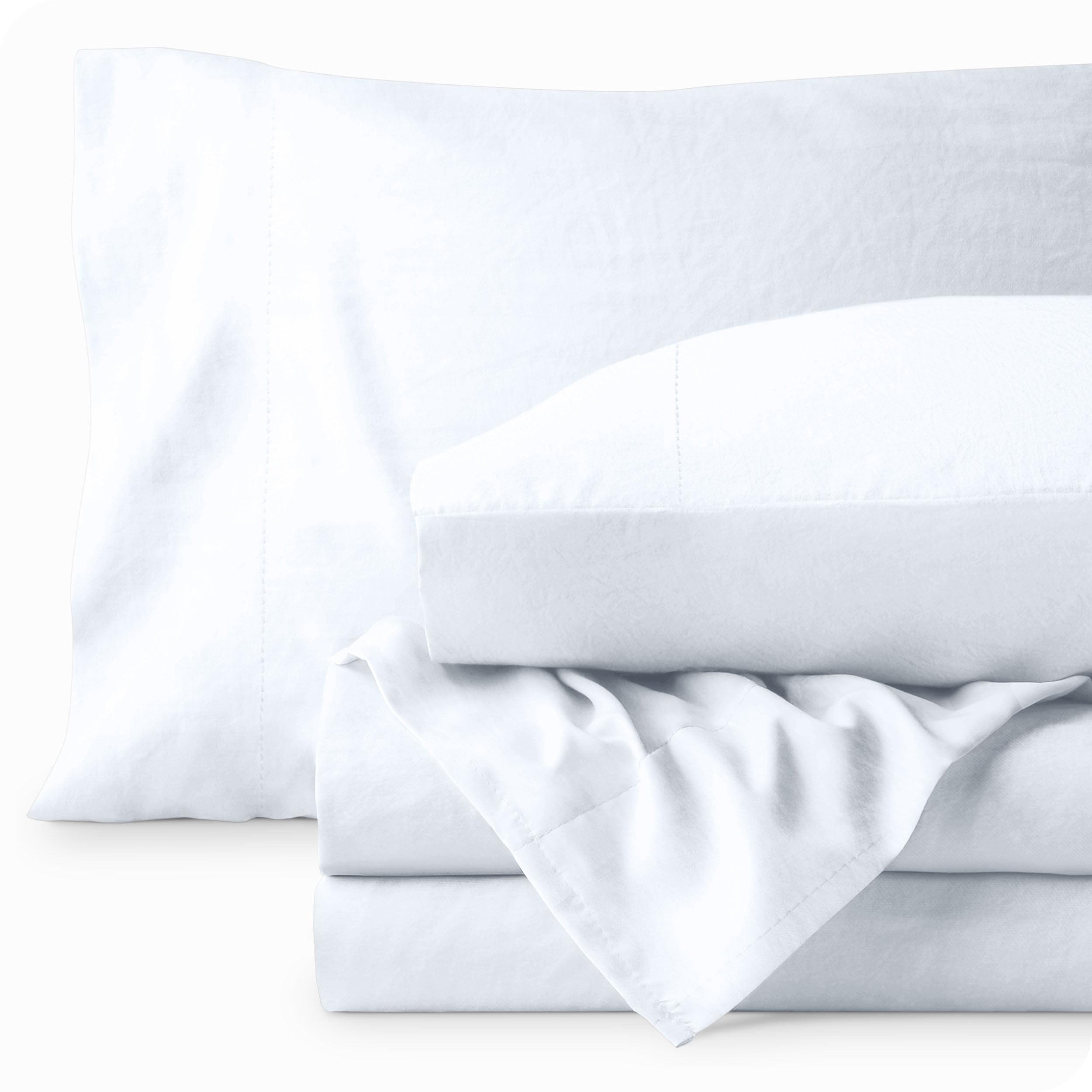 Washed Microfiber White Twin Sheet Set by Bare Home