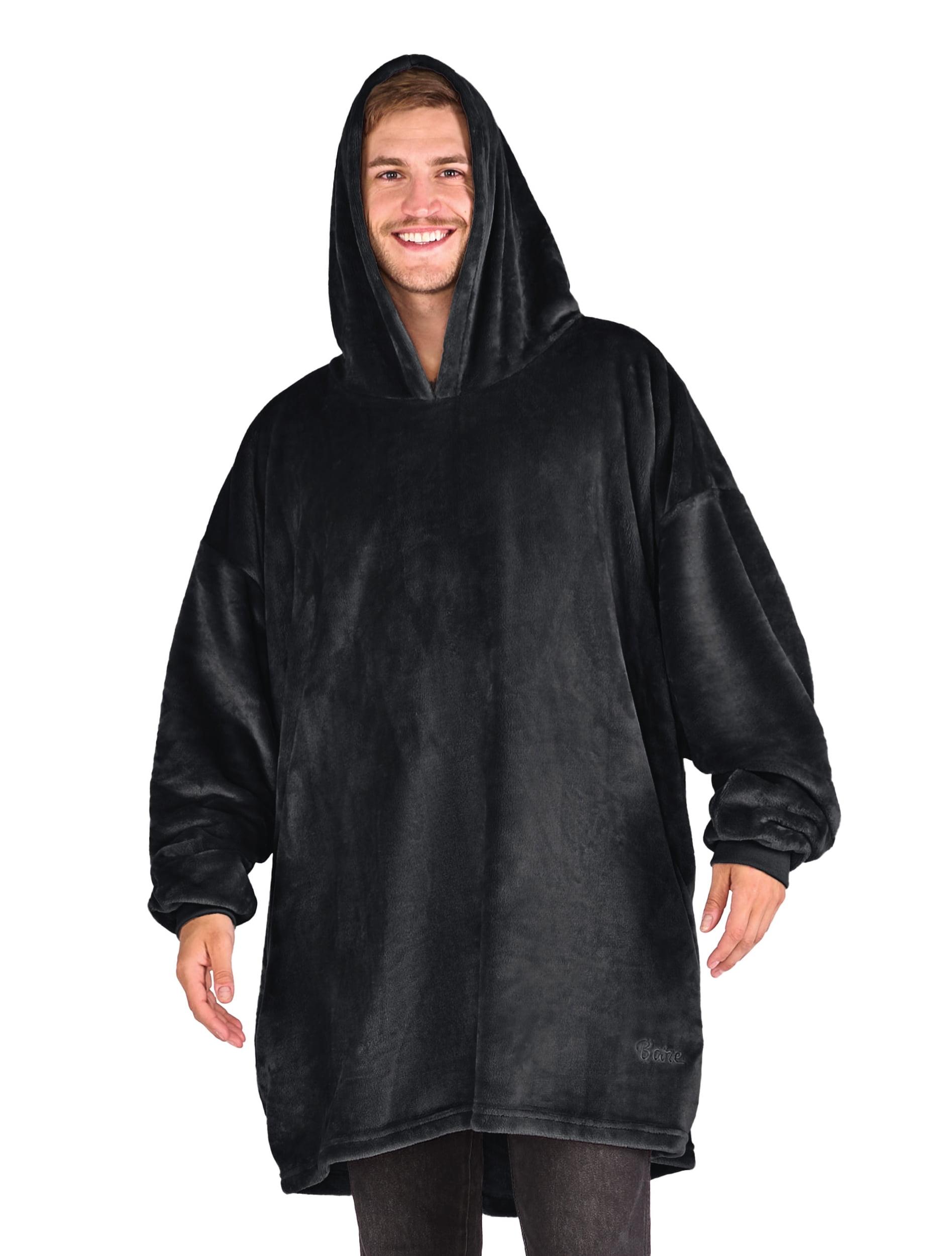 Adult Bare Homey B-Chill Microplush Wearable Blanket, Black