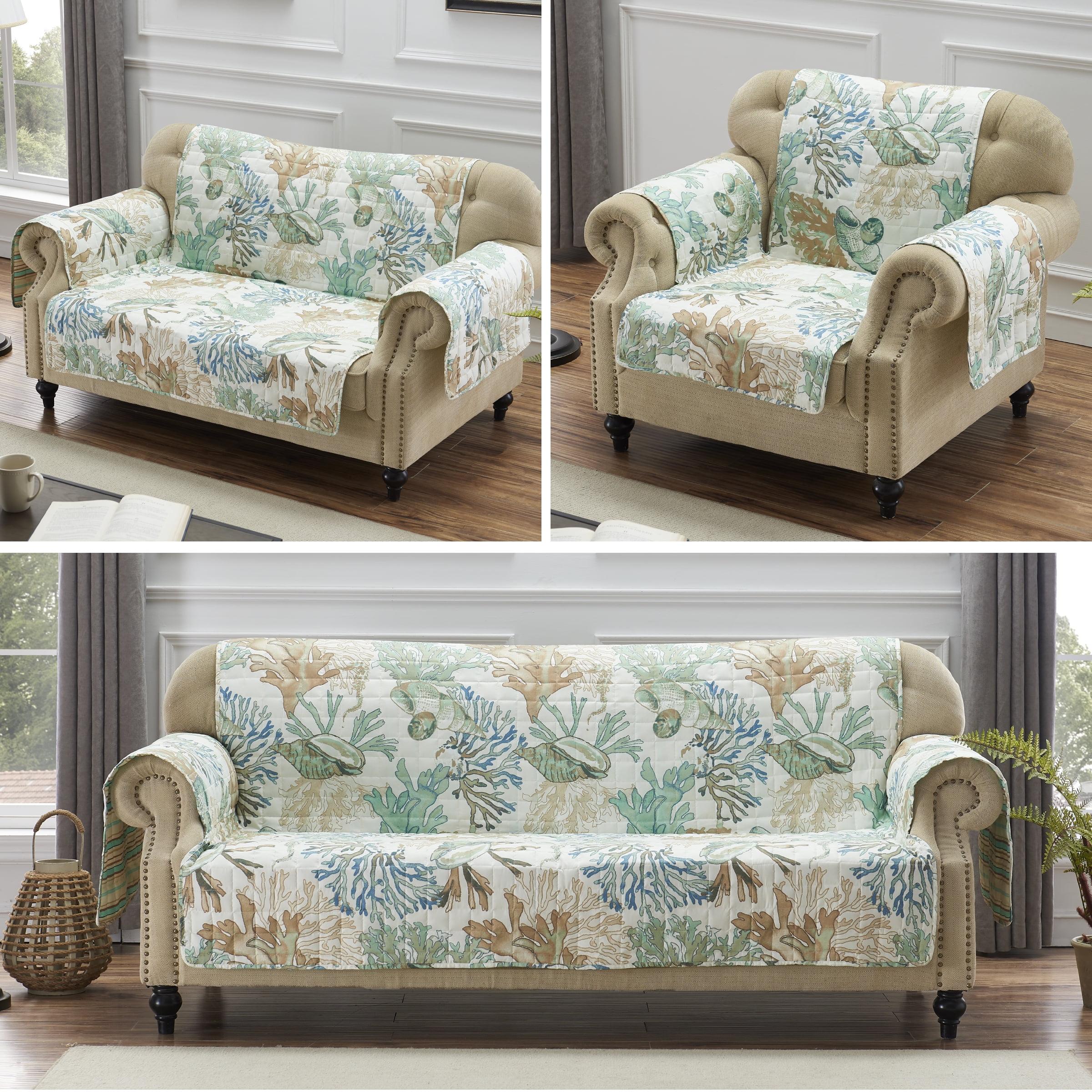 Barefoot Bungalow Atlantis Jade Reversible Furniture Slipcover