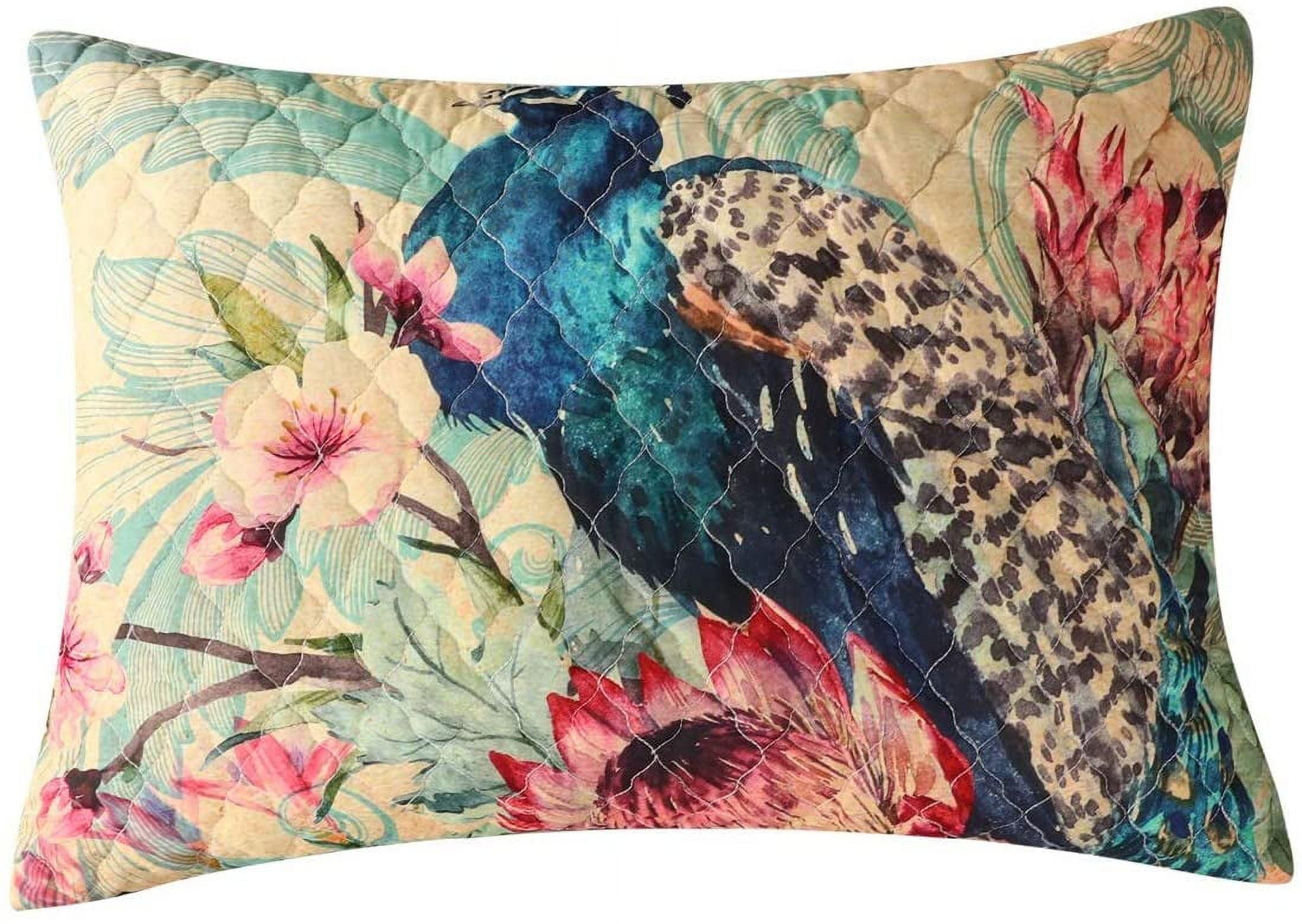 Eden Peacock Floral Print King Cotton Polyester Sham