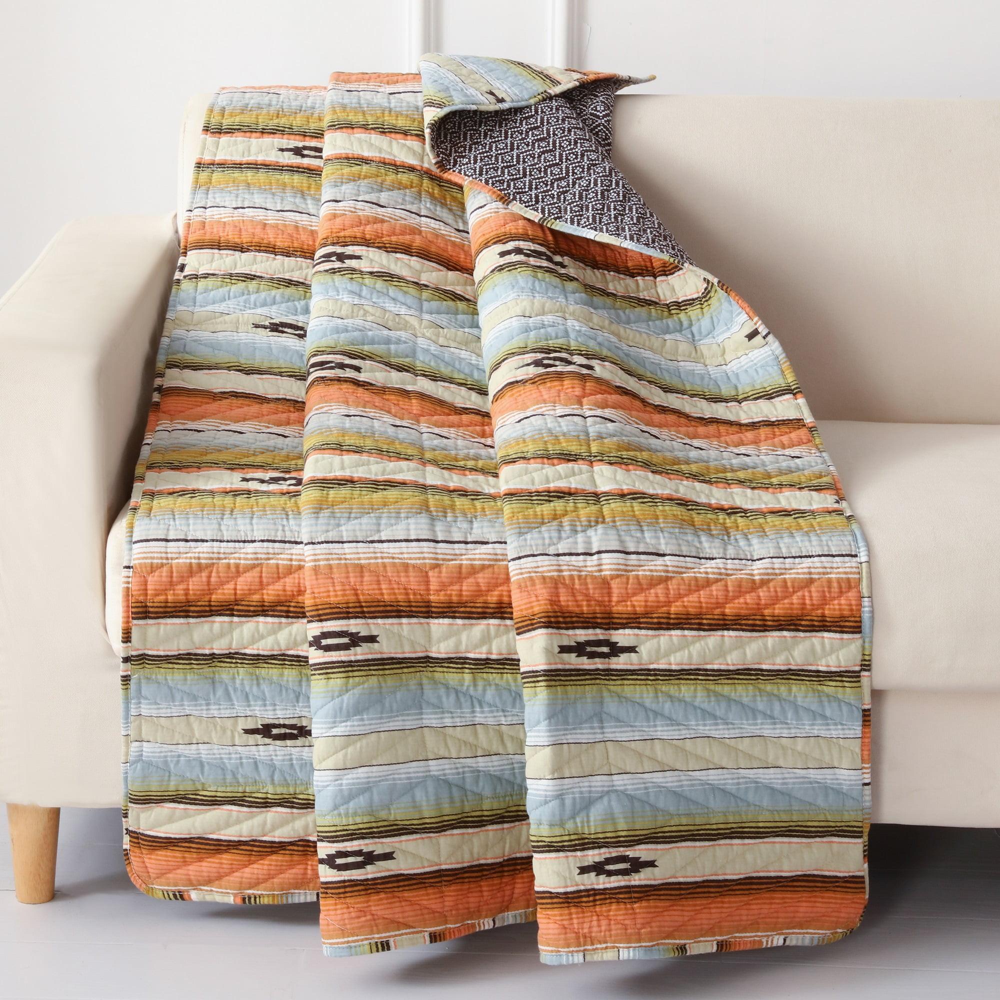 Barefoot Bungalow Painted Desert Reversible Southwestern Throw Blanket, Clay