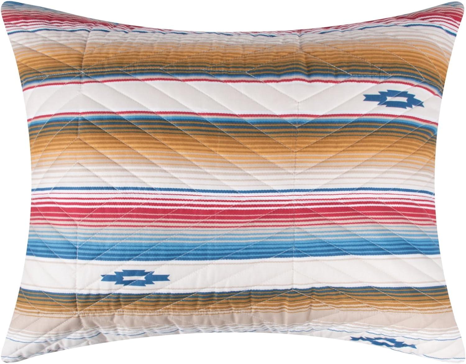 Barefoot Bungalow Painted Desert Embellished with Thunderbird Motifs and Geometric Chevron Sham King Sapphire