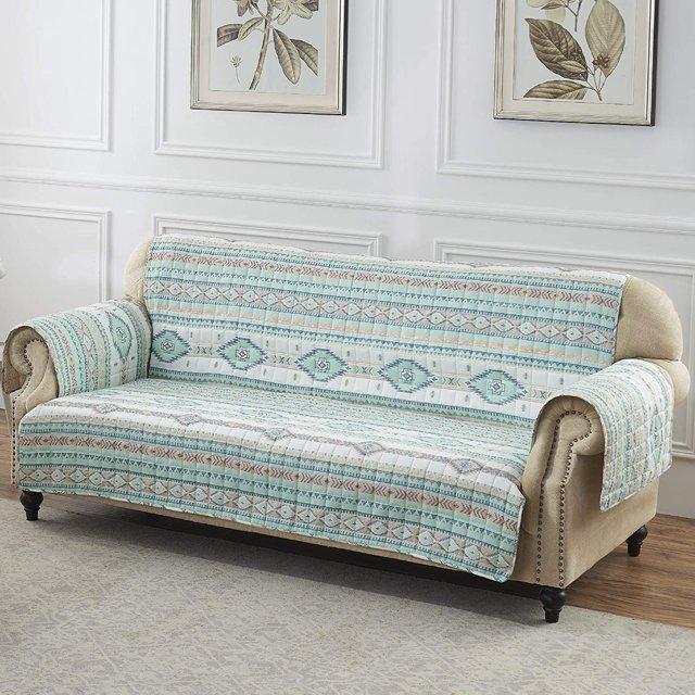 Barefoot Bungalow Phoenix Southwest Geo Quilted Reversible Sofa Slipcover