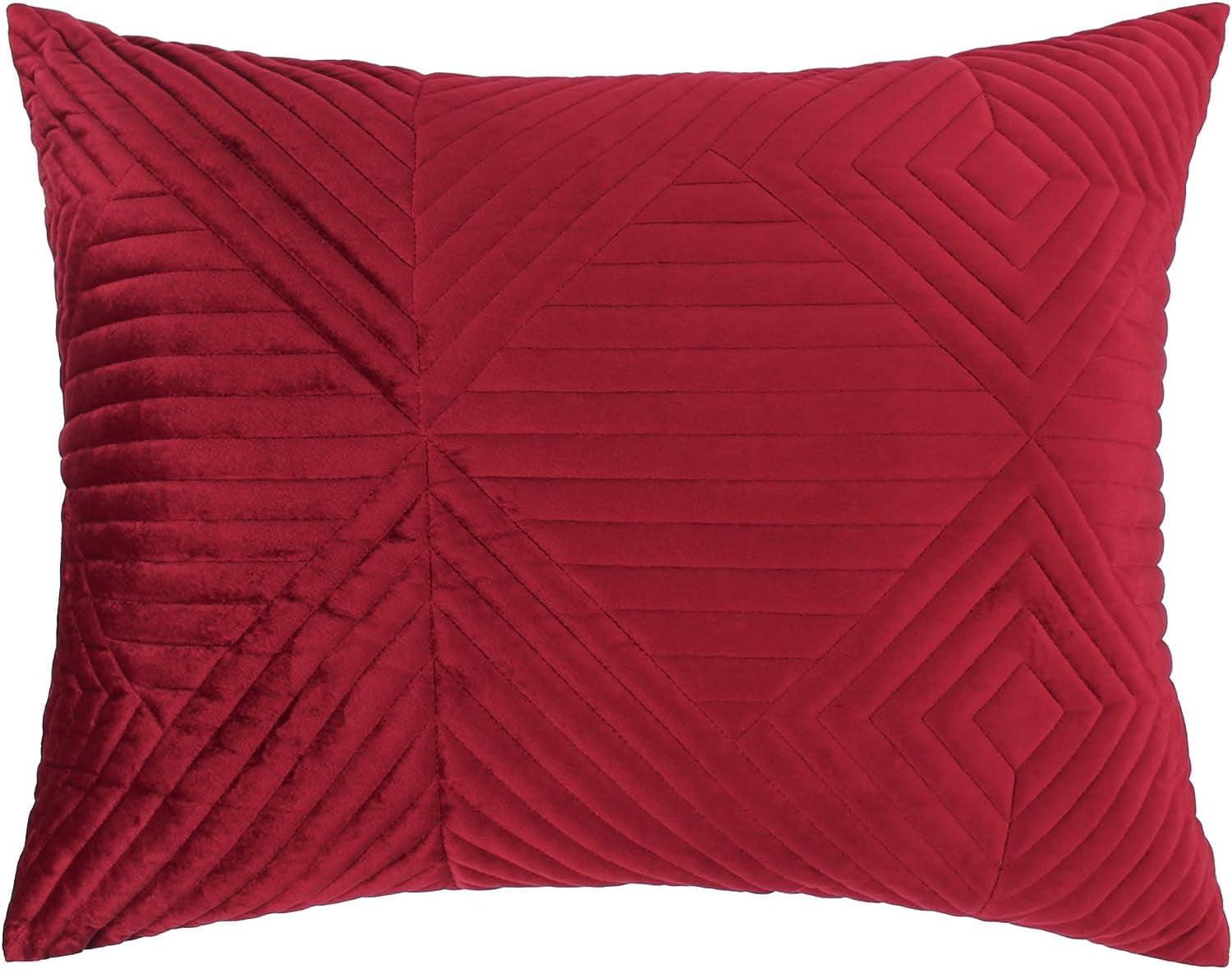 Riviera Red Velvet Quilted Standard Pillow Sham