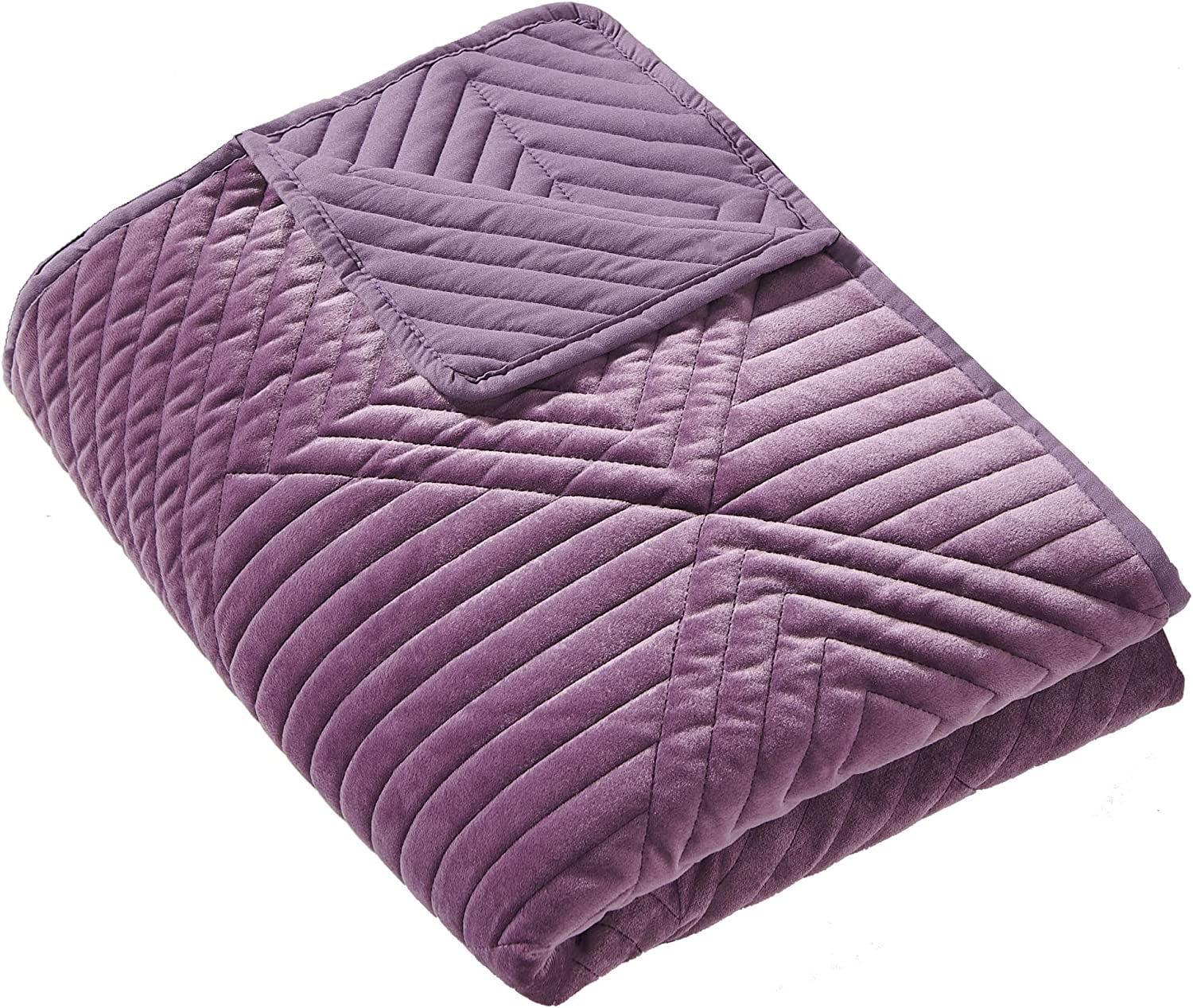 Riviera Mauve Velvet Quilted Modern Throw Blanket, 50x60 Inch