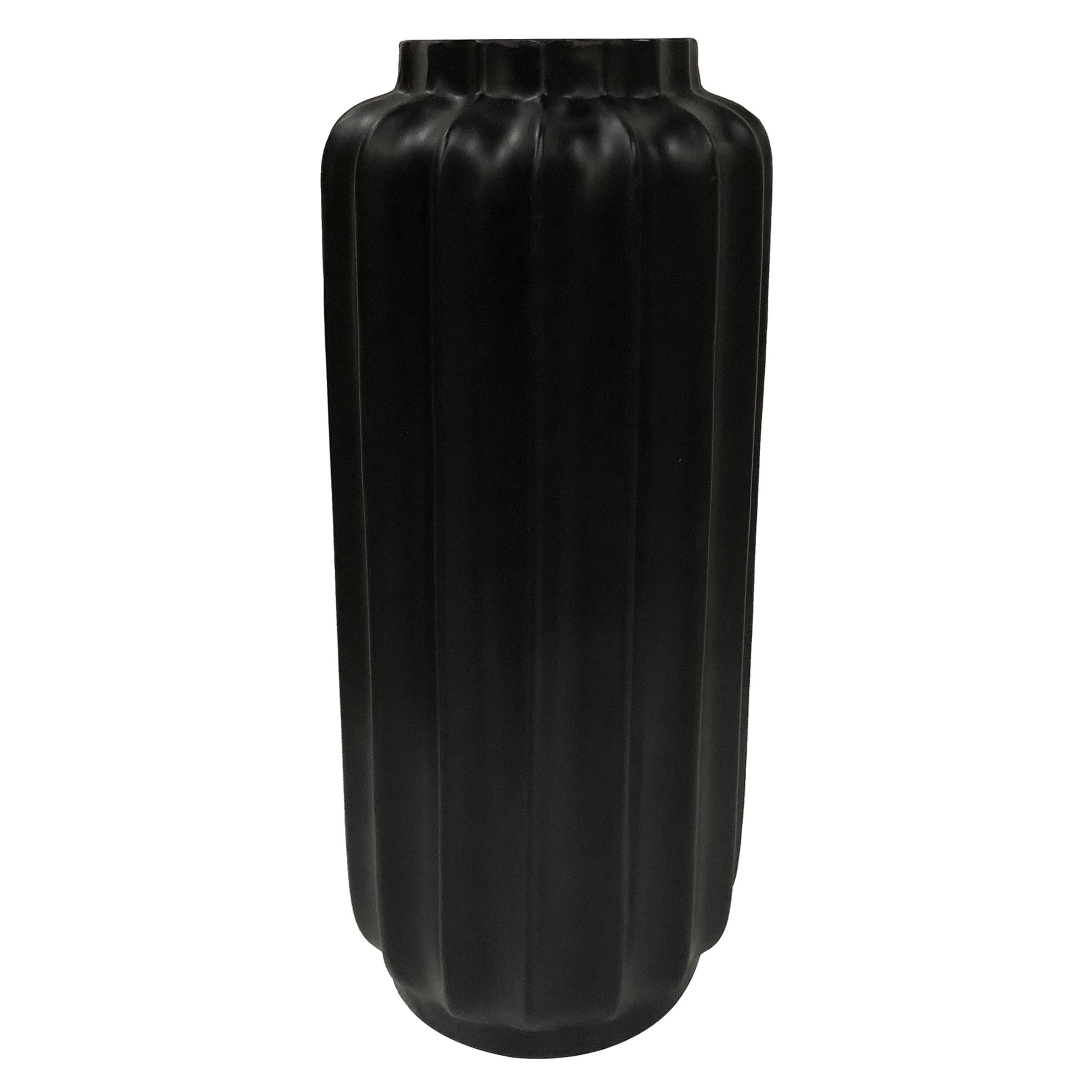 Medium Matte Black Resin Floor Vase