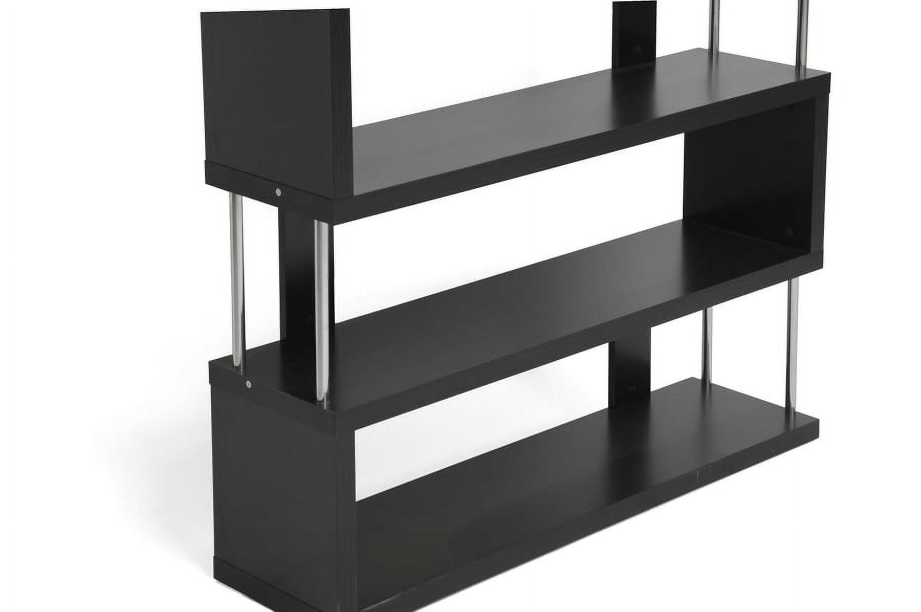 38.5" Barnes Three Shelf Modern Bookshelf Dark Brown - Baxton Studio: Chromed Steel Supports, Engineered Wood