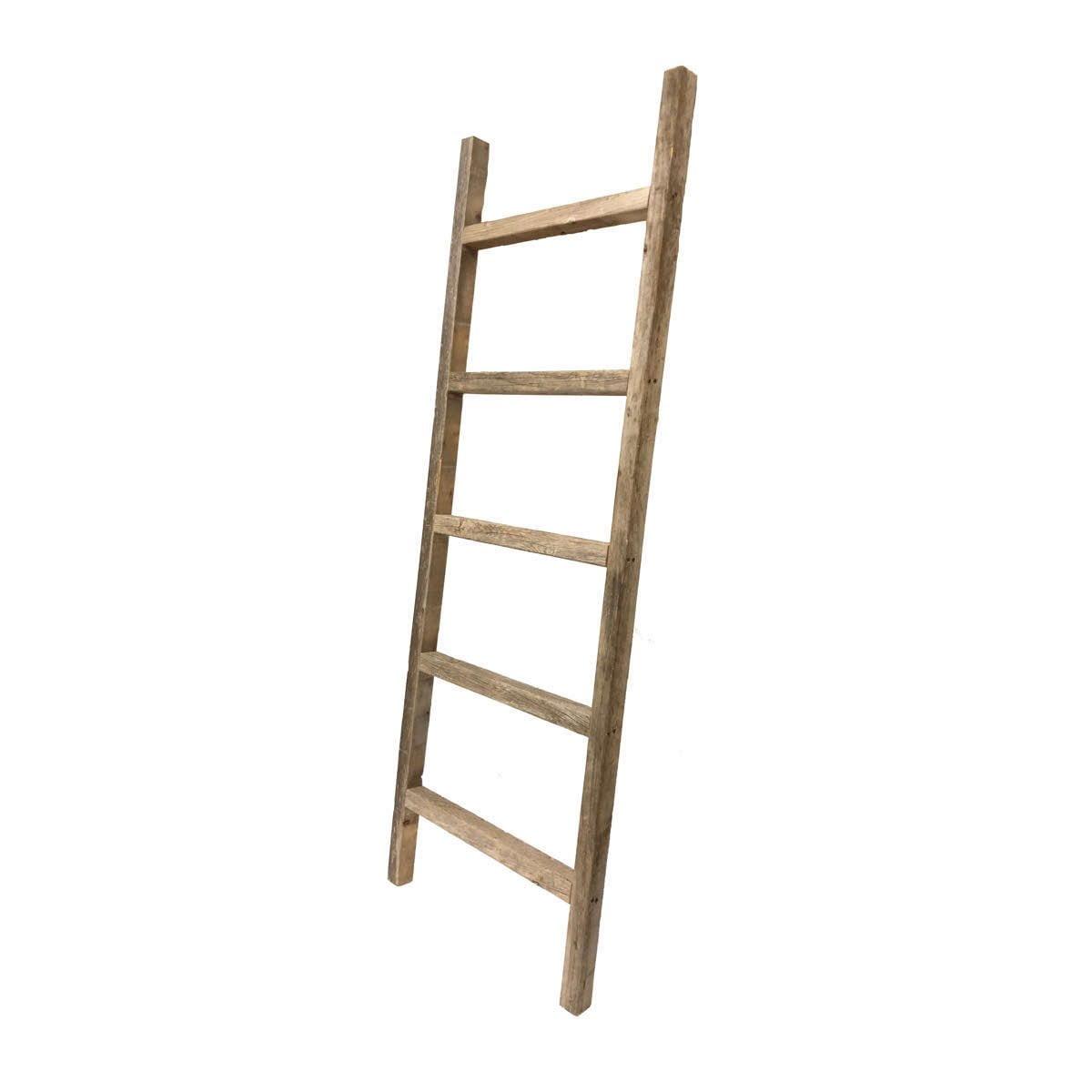 ONKER Rustic Farmhouse Blanket Ladder - Our 5 ft Ladder can be Mounted Horizontally or Vertically and is Crafted from 100% Recycled and Reclaimed Wood | No Assembly Required