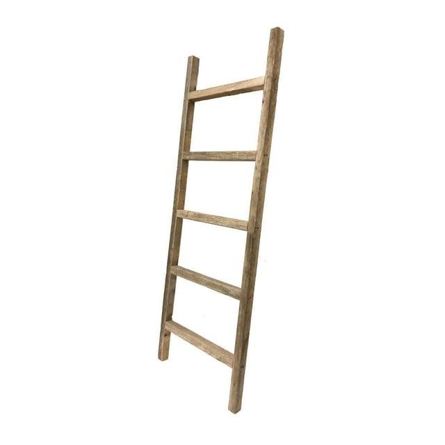 ONKER Rustic Farmhouse Blanket Ladder - Our 5 ft Ladder can be Mounted Horizontally or Vertically and is Crafted from 100% Recycled and Reclaimed Wood | No Assembly Required