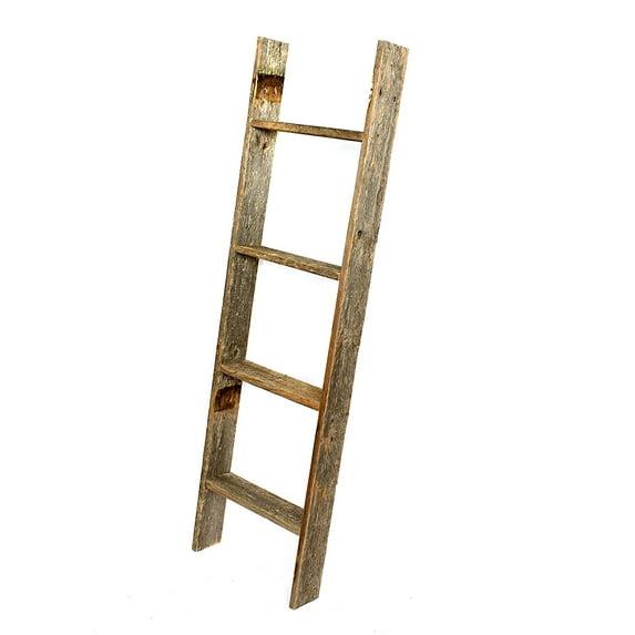 ONKER Rustic Farmhouse Blanket Ladder - Our 5 ft Ladder can be Mounted Horizontally or Vertically and is Crafted from 100% Recycled and Reclaimed Wood | No Assembly Required