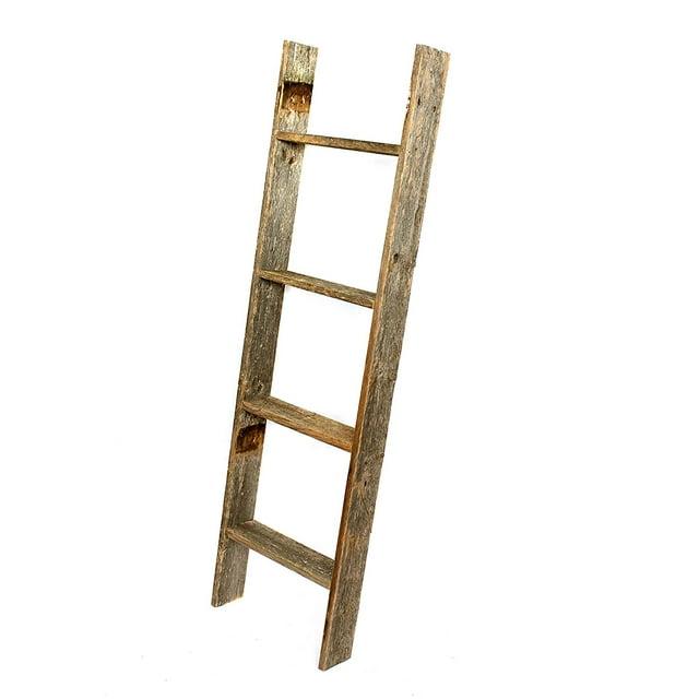 ONKER Rustic Farmhouse Blanket Ladder - Our 5 ft Ladder can be Mounted Horizontally or Vertically and is Crafted from 100% Recycled and Reclaimed Wood | No Assembly Required