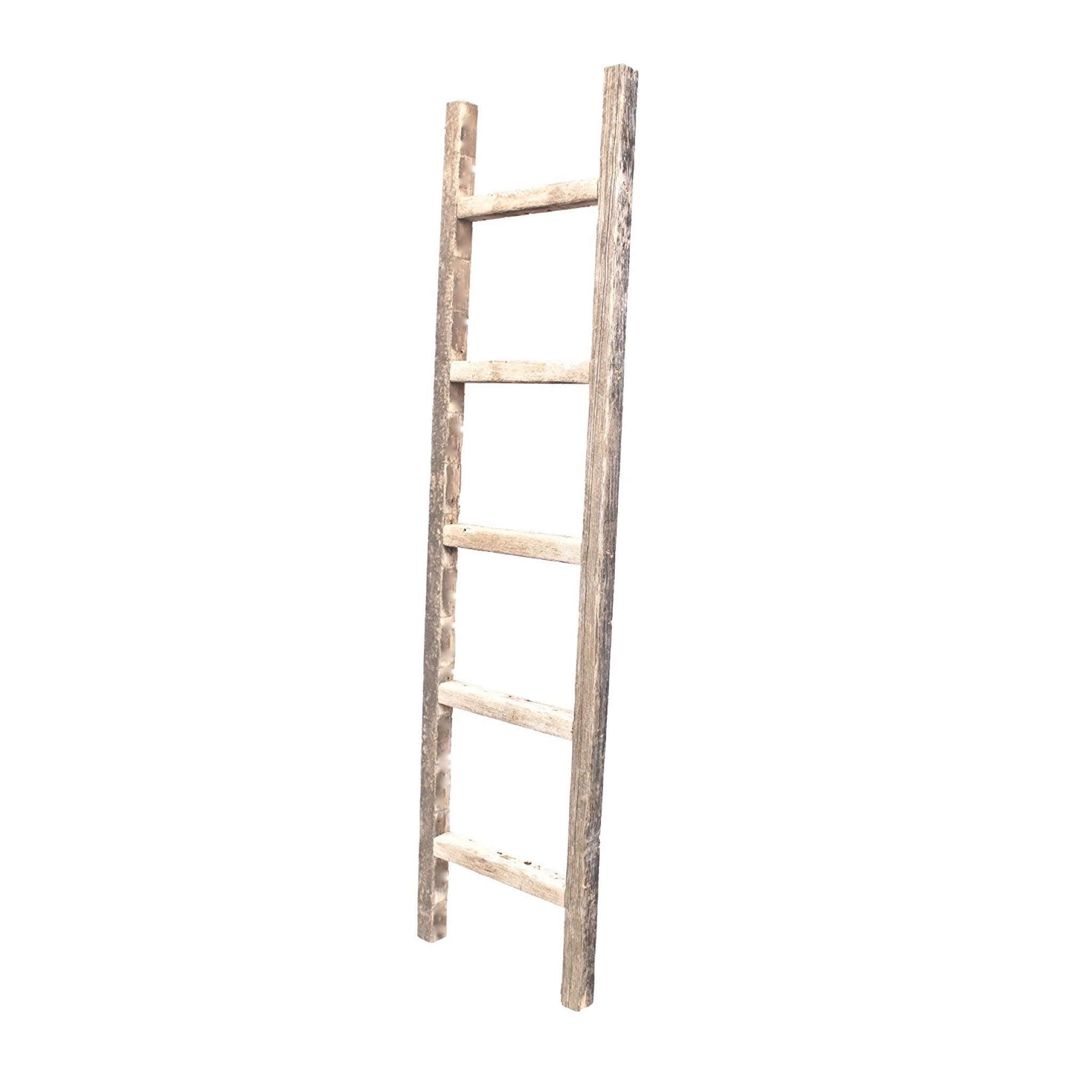 ONKER Rustic Farmhouse Blanket Ladder - Our 5 ft Ladder can be Mounted Horizontally or Vertically and is Crafted from 100% Recycled and Reclaimed Wood | No Assembly Required