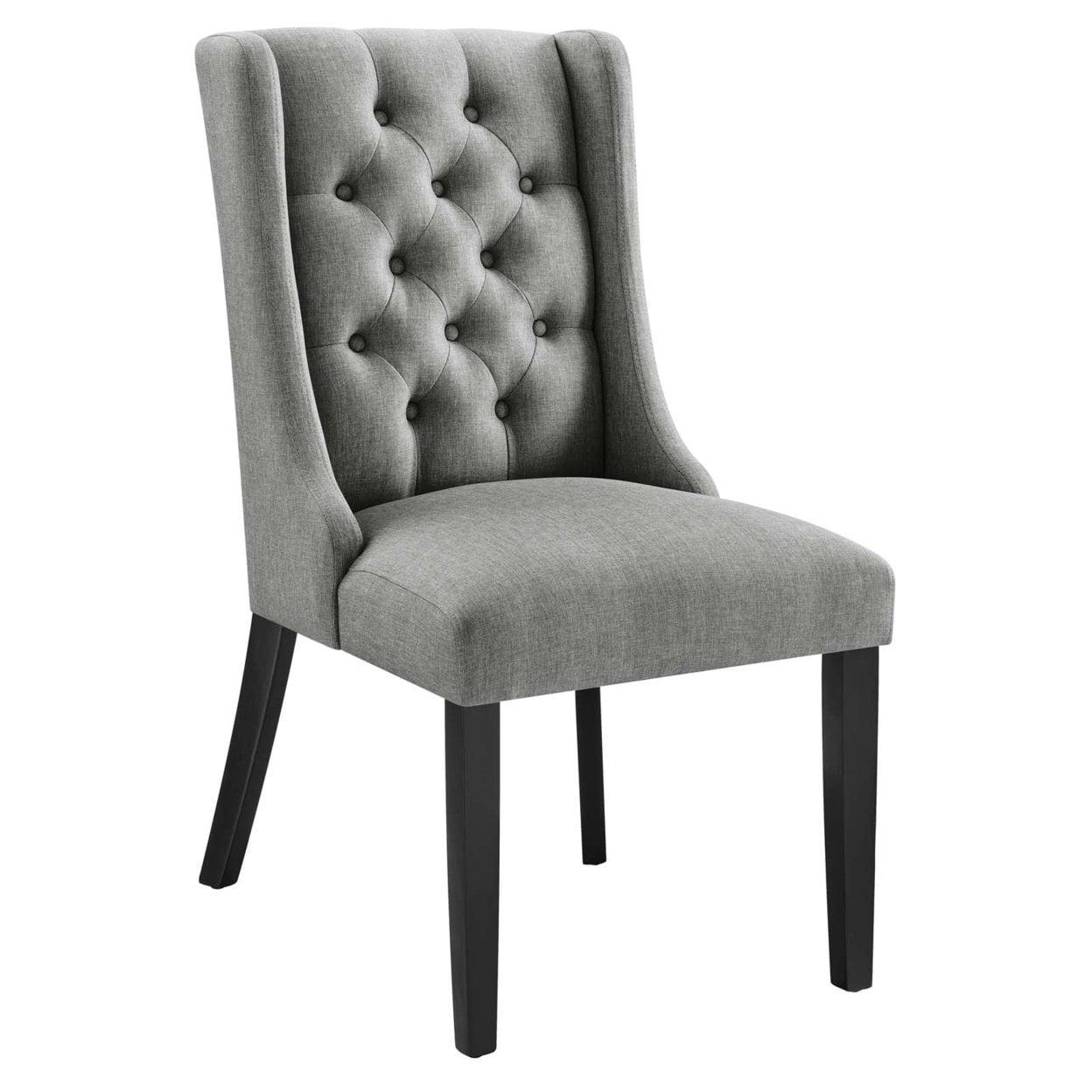 Elegant Parsons Side Chair in Light Gray with Button Tufting