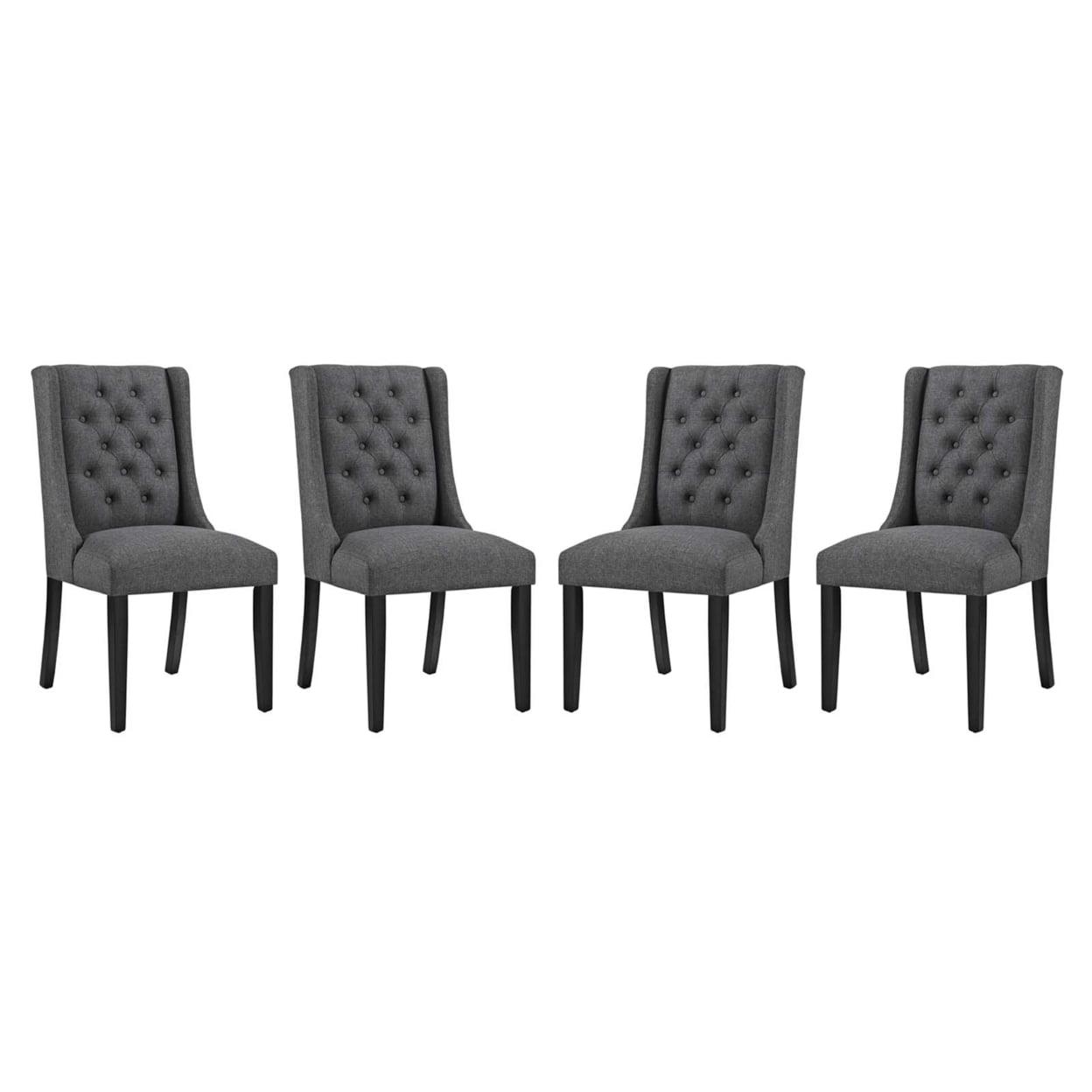 Elegant Gray Upholstered Wood Side Chair Set of 4