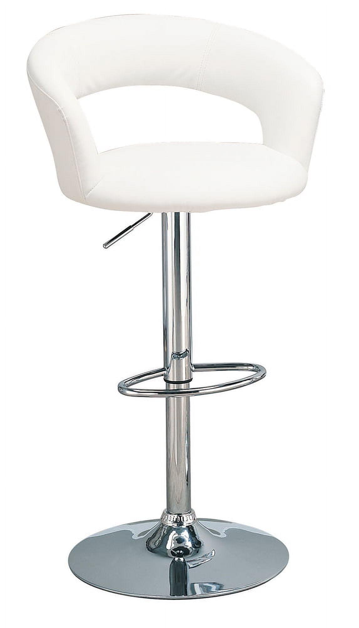 White Faux Leather Adjustable Swivel Bar Stool with Chrome Base