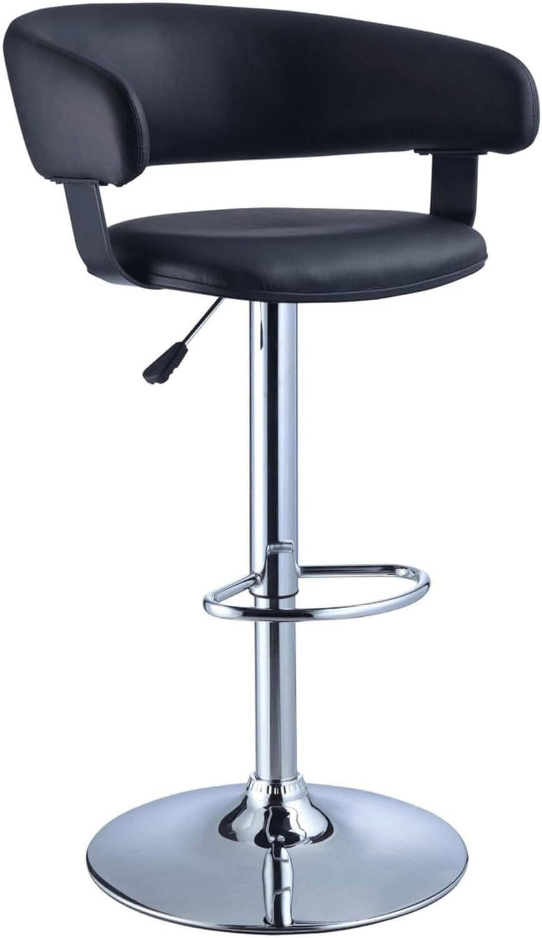 Powell Black Faux Leather Adjustable Swivel Bar Stool with Chrome Frame