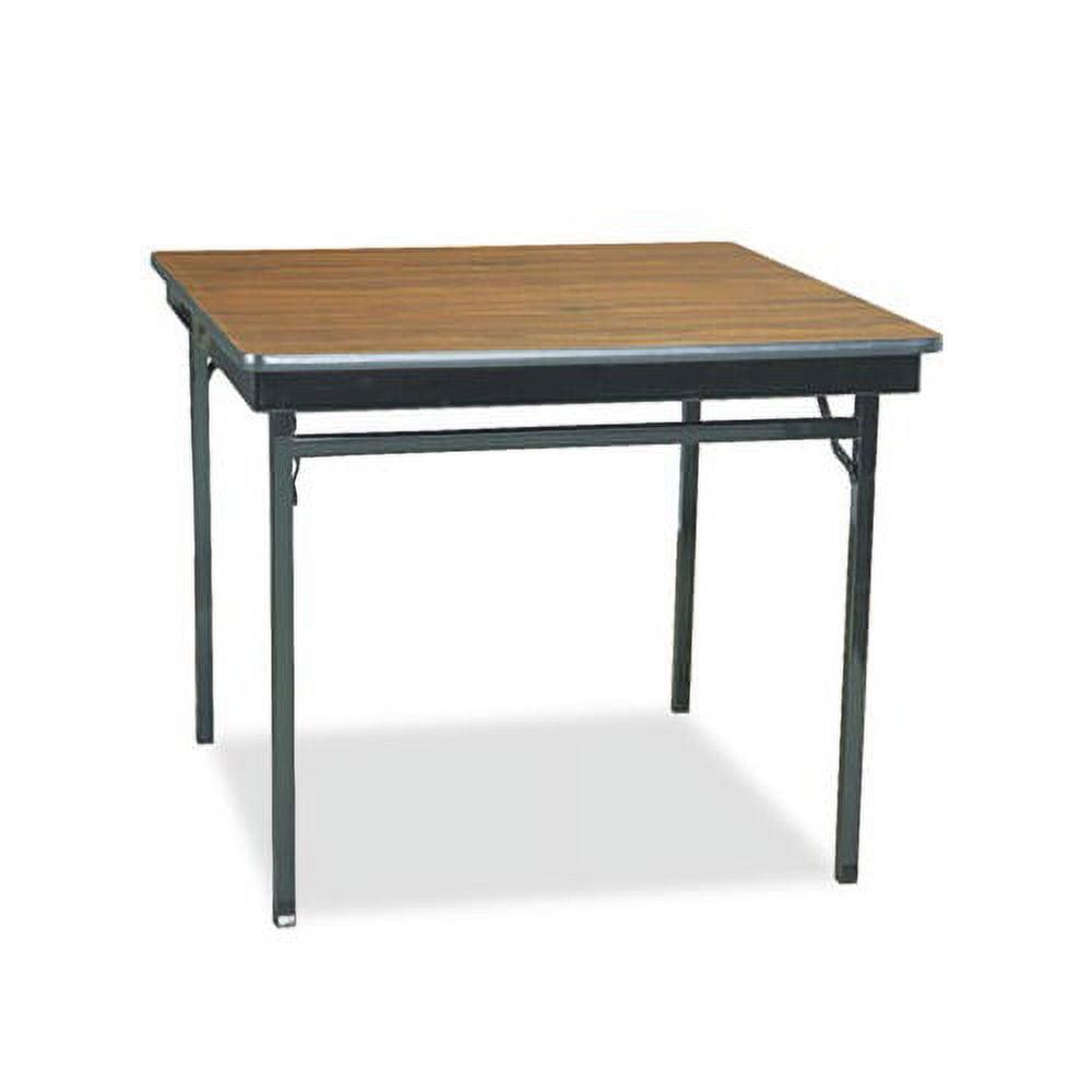 Walnut and Black Square Folding Table with Steel Legs