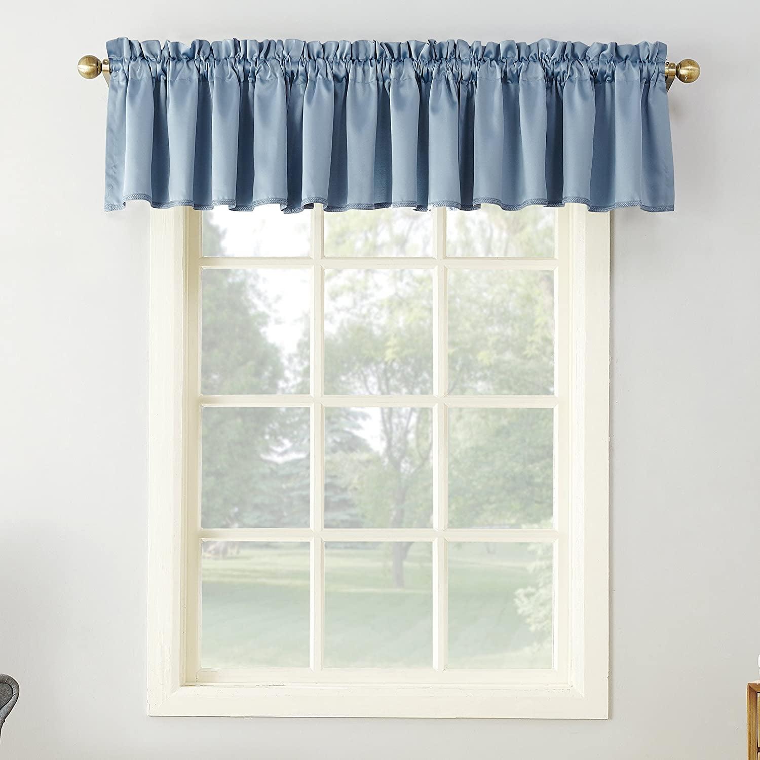 Vintage Blue Room Darkening Rod Pocket Curtain Valance