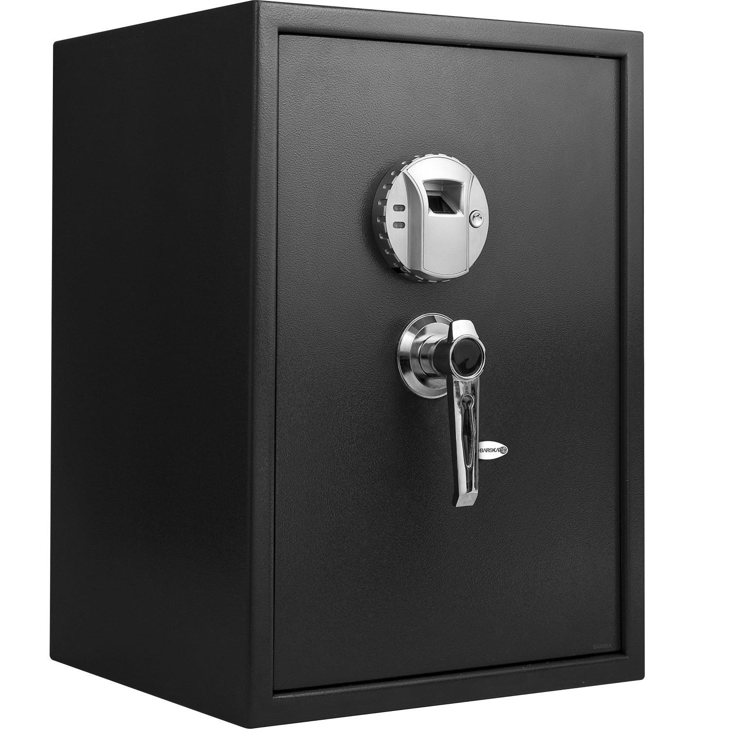 Black Steel Biometric Fingerprint Safe with Mounting Hardware