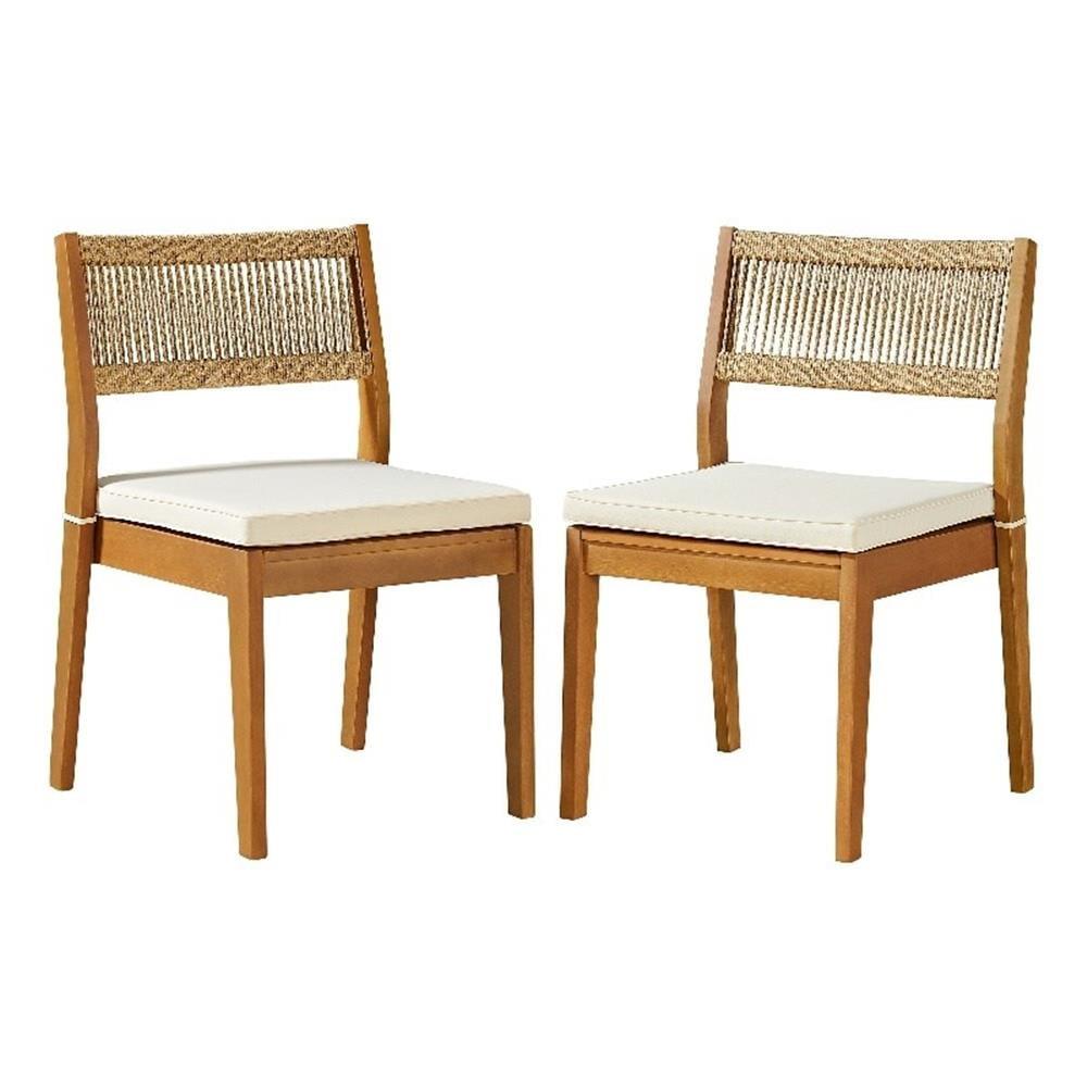 Alaterre Furniture 2pc Barton Outdoor Weather Resistant Stackable Dining Chairs with Cushions