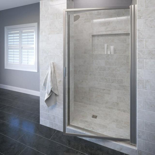 Basco Sopora 31.13" W x 67" H Pivot Framed Shower Door SOPN00A3267XPBN