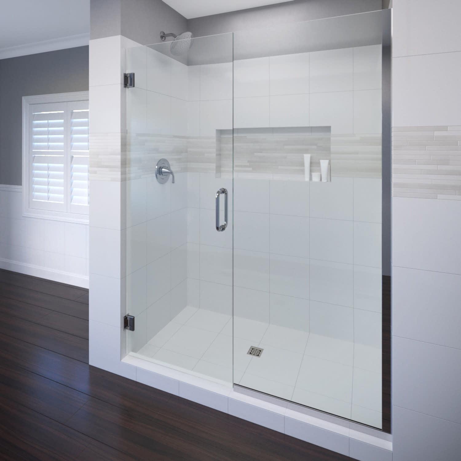 Basco Celesta 57" W x 72" H Hinged Frameless Shower Door CELA9355872CLSV