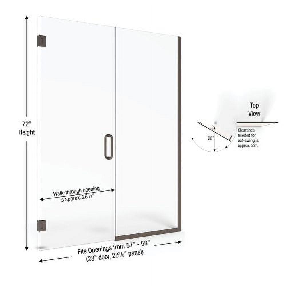 Celesta 58" x 72" Frameless Hinged Shower Door in Oil Rubbed Bronze