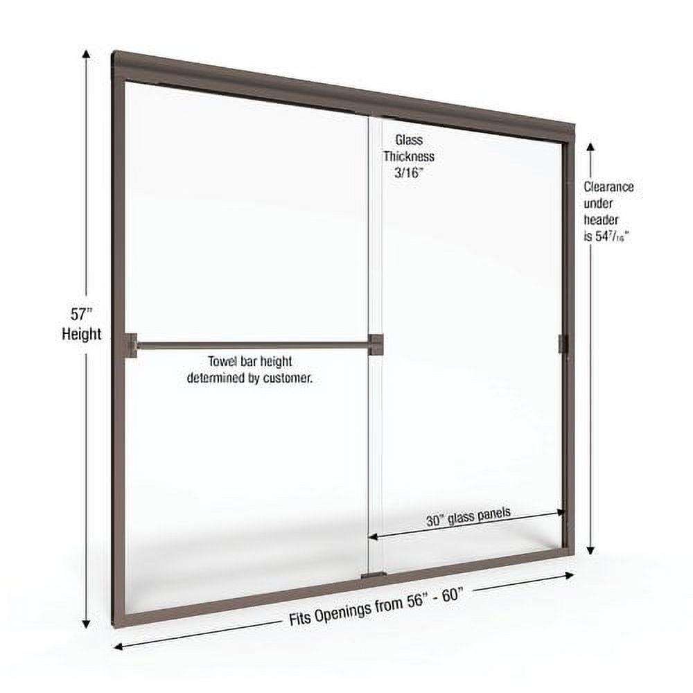 Classic 56" W x 57" H Bypass Frameless Tub Door