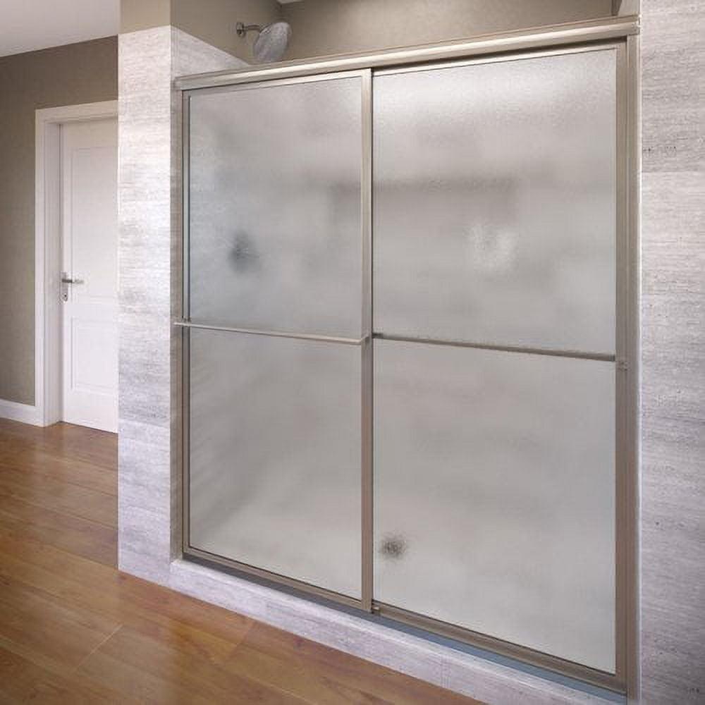 Nickel Framed Sliding Shower Door with Obscure Tempered Glass