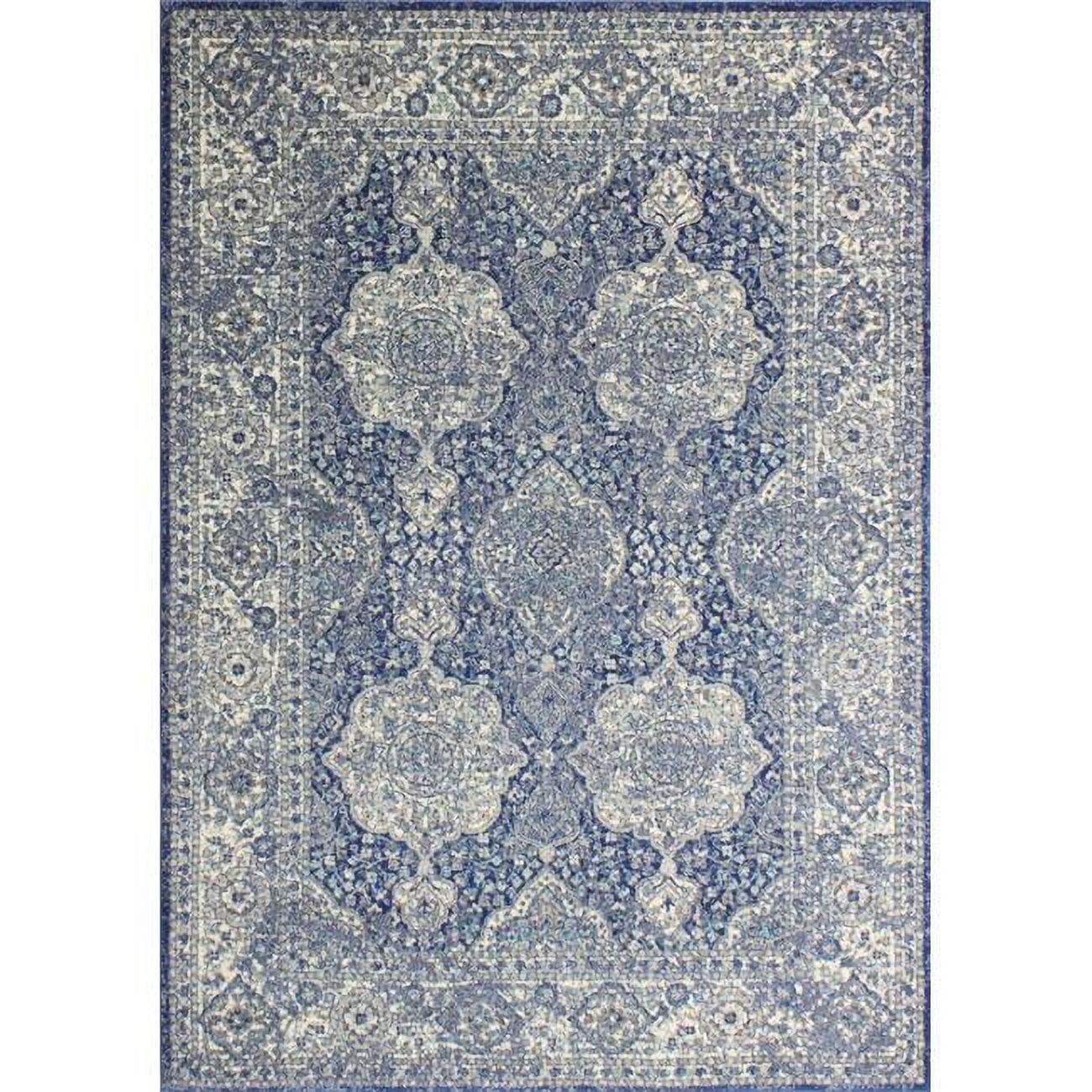 Bashian  Everek Collection Floral, Oriental Transitional Polypropylene Machine Made Area Rug, Dark Blue - 5 ft. x 7 ft. 6 in.