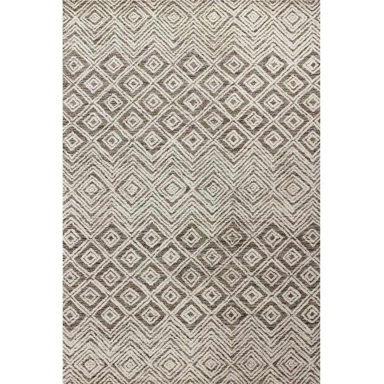 Handmade Taupe Wool Tufted Rectangular Rug 5' x 7'