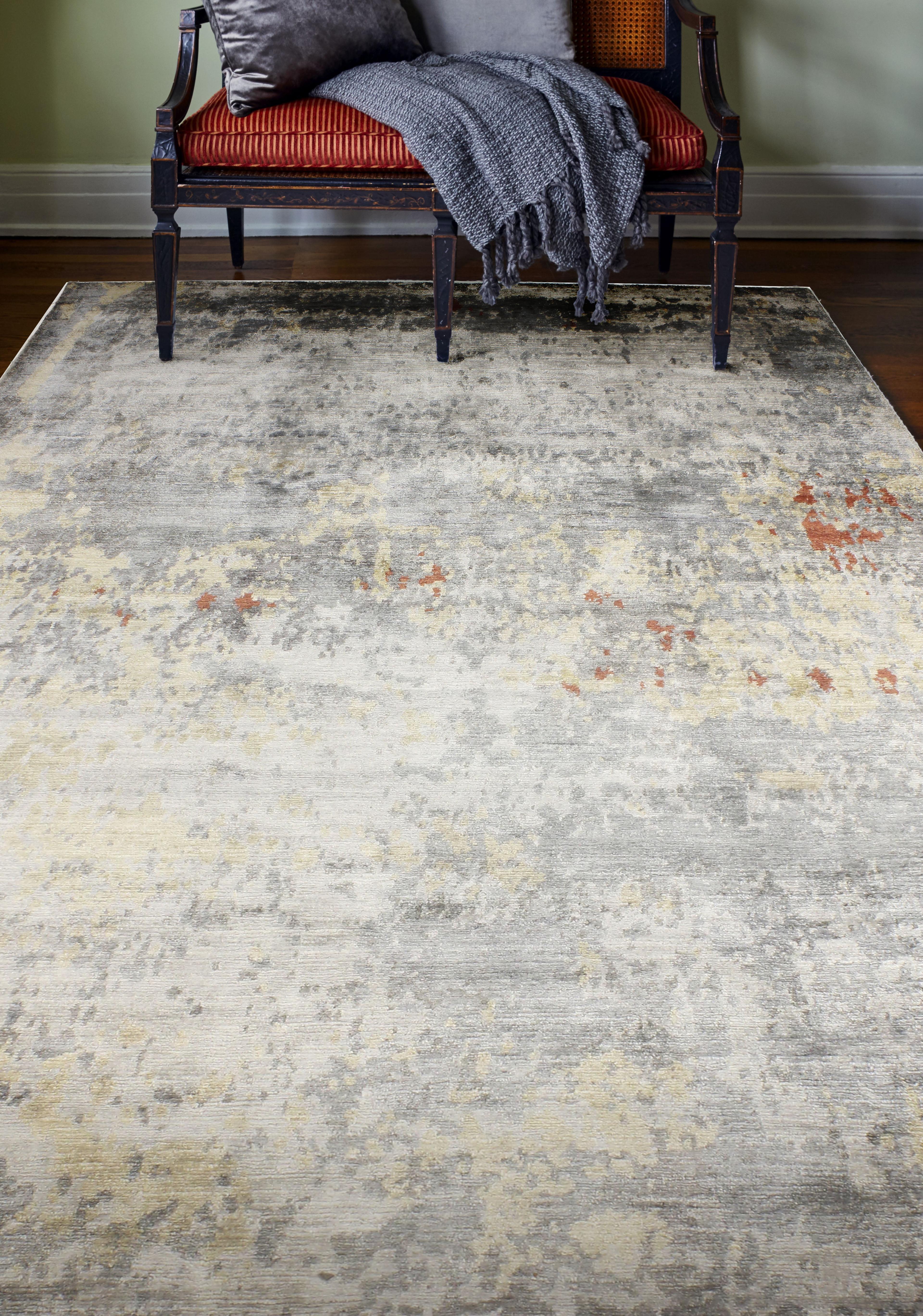 Cascade Abstract Hand-Knotted Area Rug in Gray