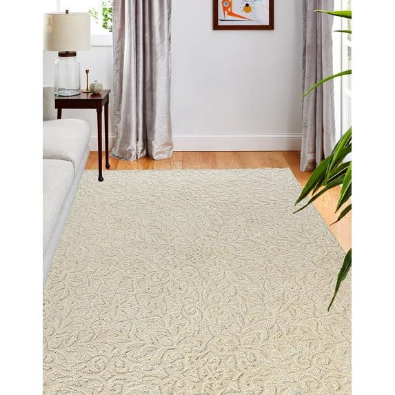 Darya Home Houston Collection Transitional Floral Area Rug Ivory