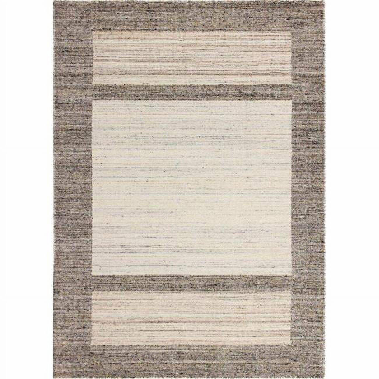 Handmade Ivory Wool & Synthetic 5' x 7' Easy Care Area Rug