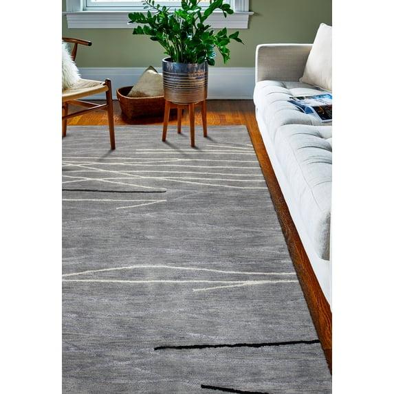 Greenwich Collection Abstract Contemporary Wool & Viscose Hand Tufted Area Rug, Grey - 7 ft. 9 in. x 9 ft. 9 in.