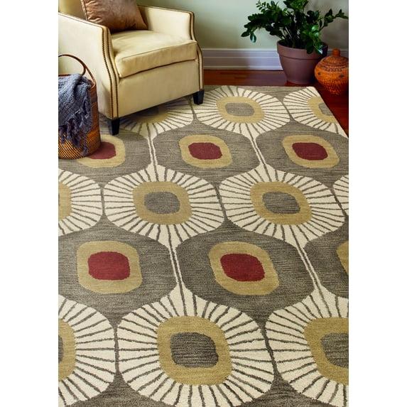 Bashian Chelsea Collection Geometric Contemporary 100% Wool Hand Tufted Area Rug - Mocha - 7 ft. 6 in. x 9 ft. 6 in.