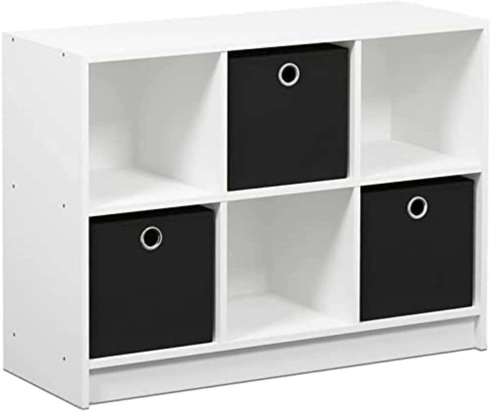 White and Black 6-Cube Engineered Wood Storage Organizer