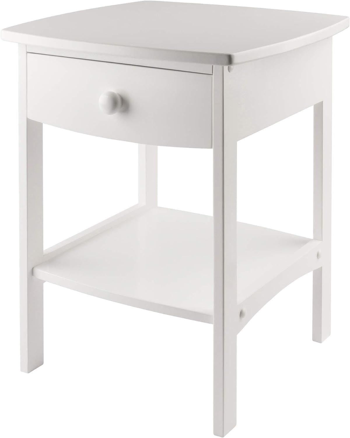 Elegant Claire White Solid Wood Square Nightstand with Storage