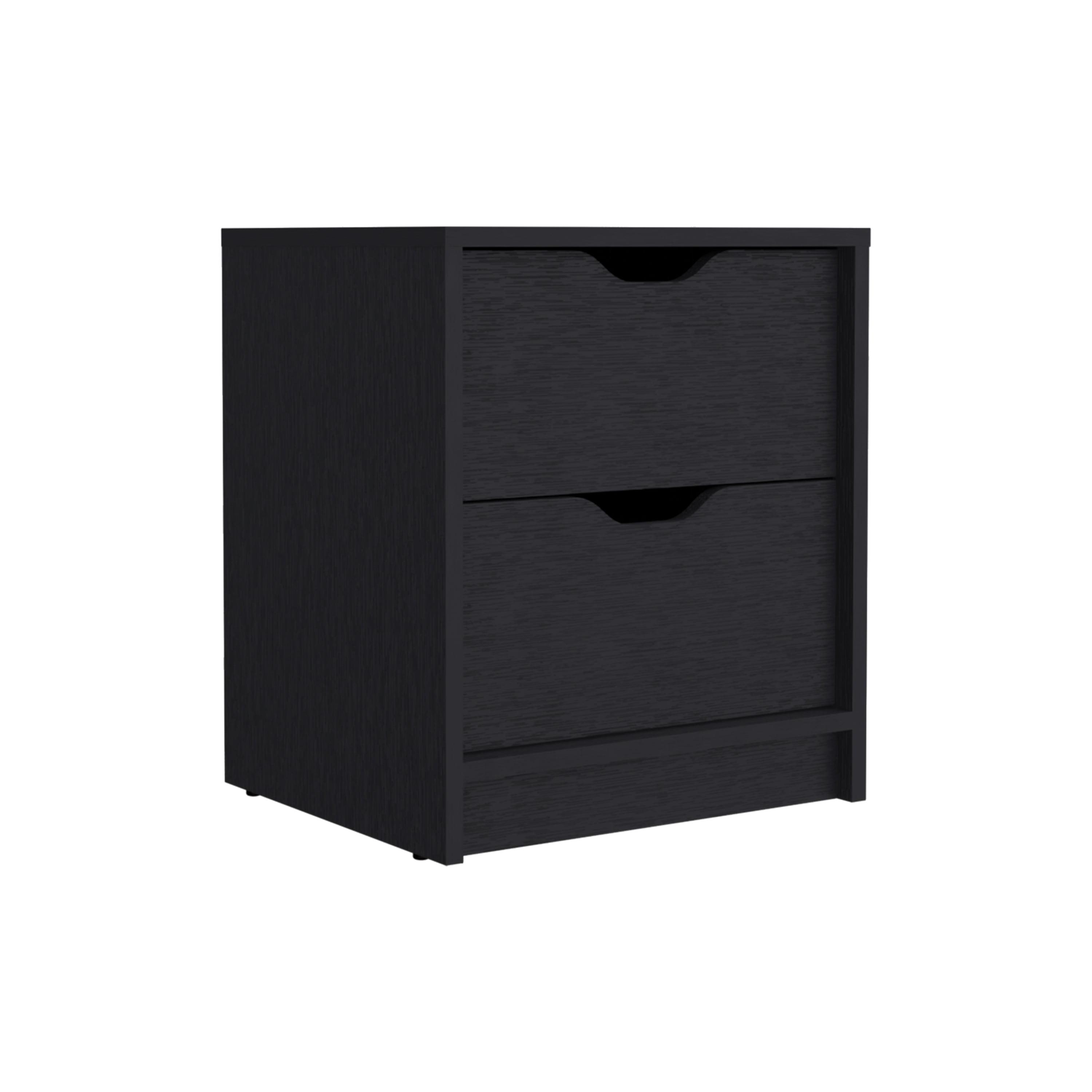 Basilea Sleek Modern 2-Drawer Nightstand in Elegant Black