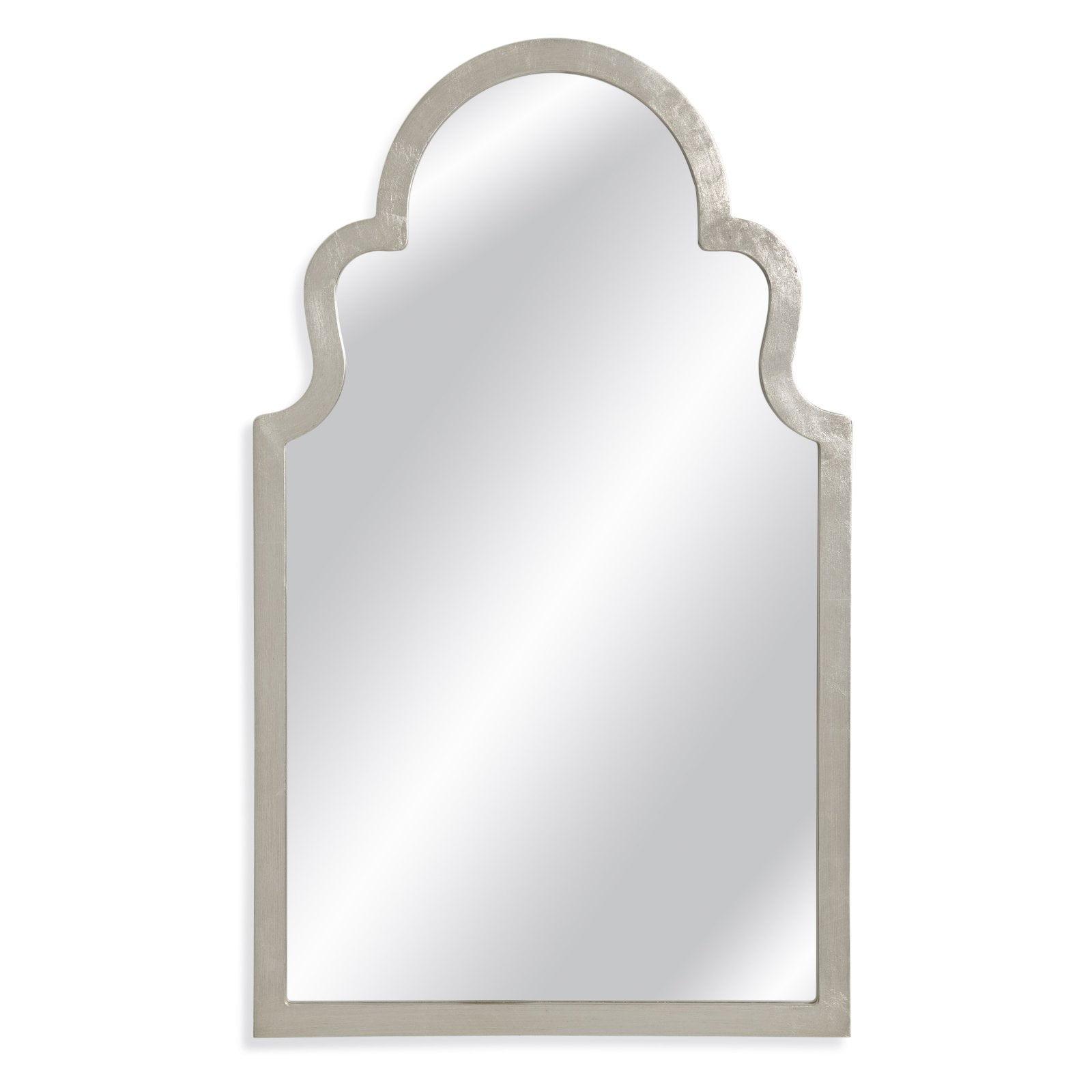 Classic Silver Leaf Wood Frame Arched Wall Mirror 24x40"