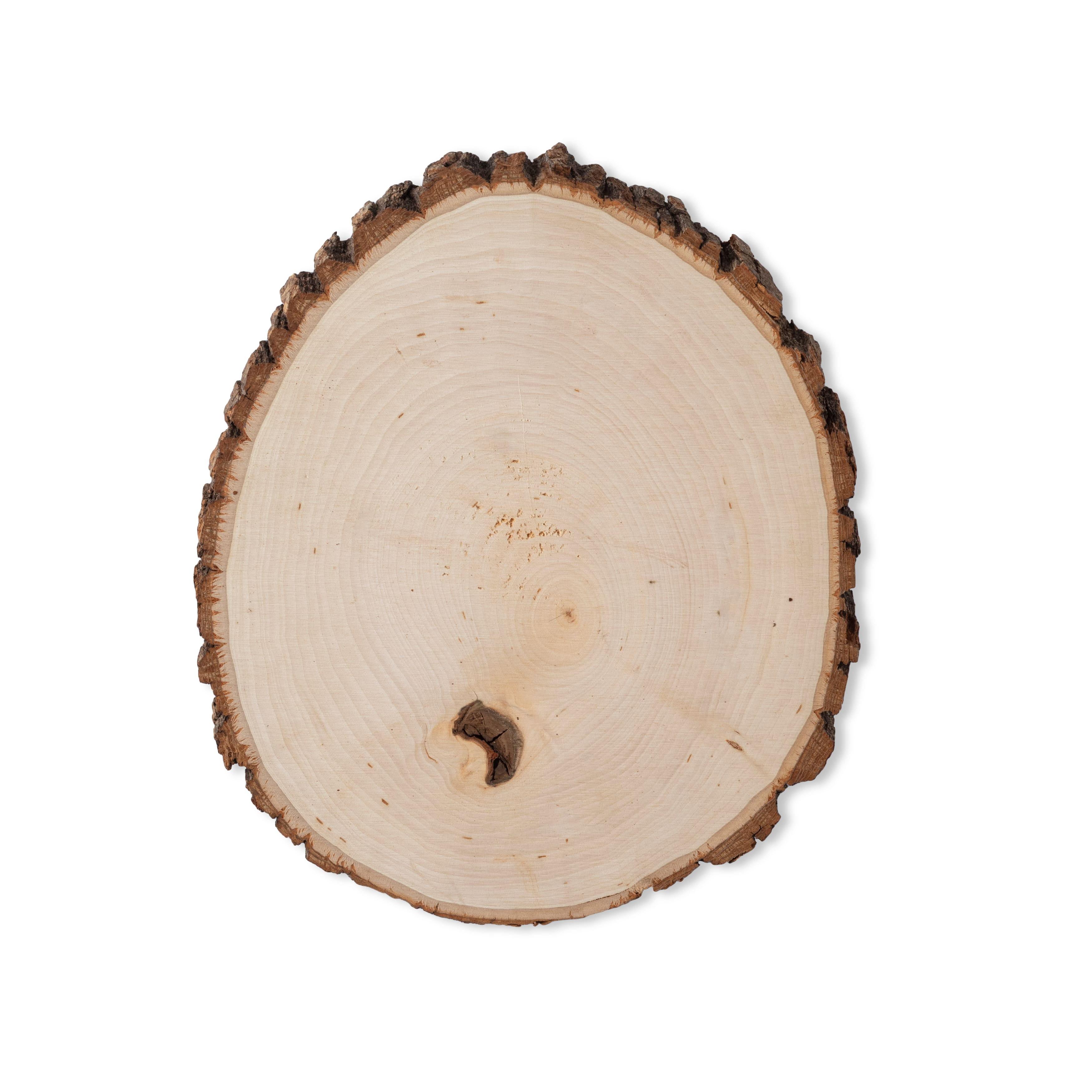 Natural Basswood Round Craft Plaque with Bark Edge