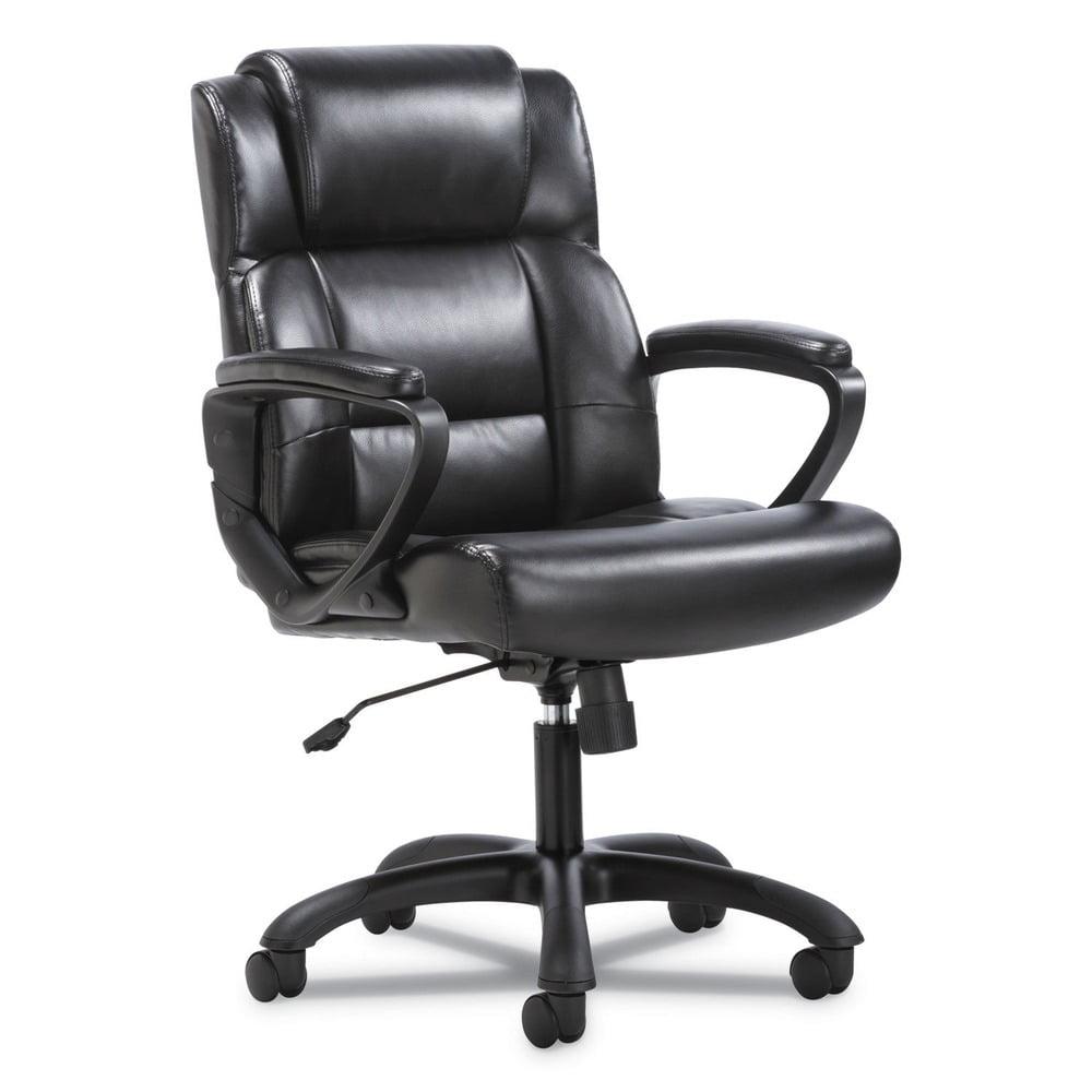 SofThread Luxe Black Leather Mid-Back Executive Swivel Chair