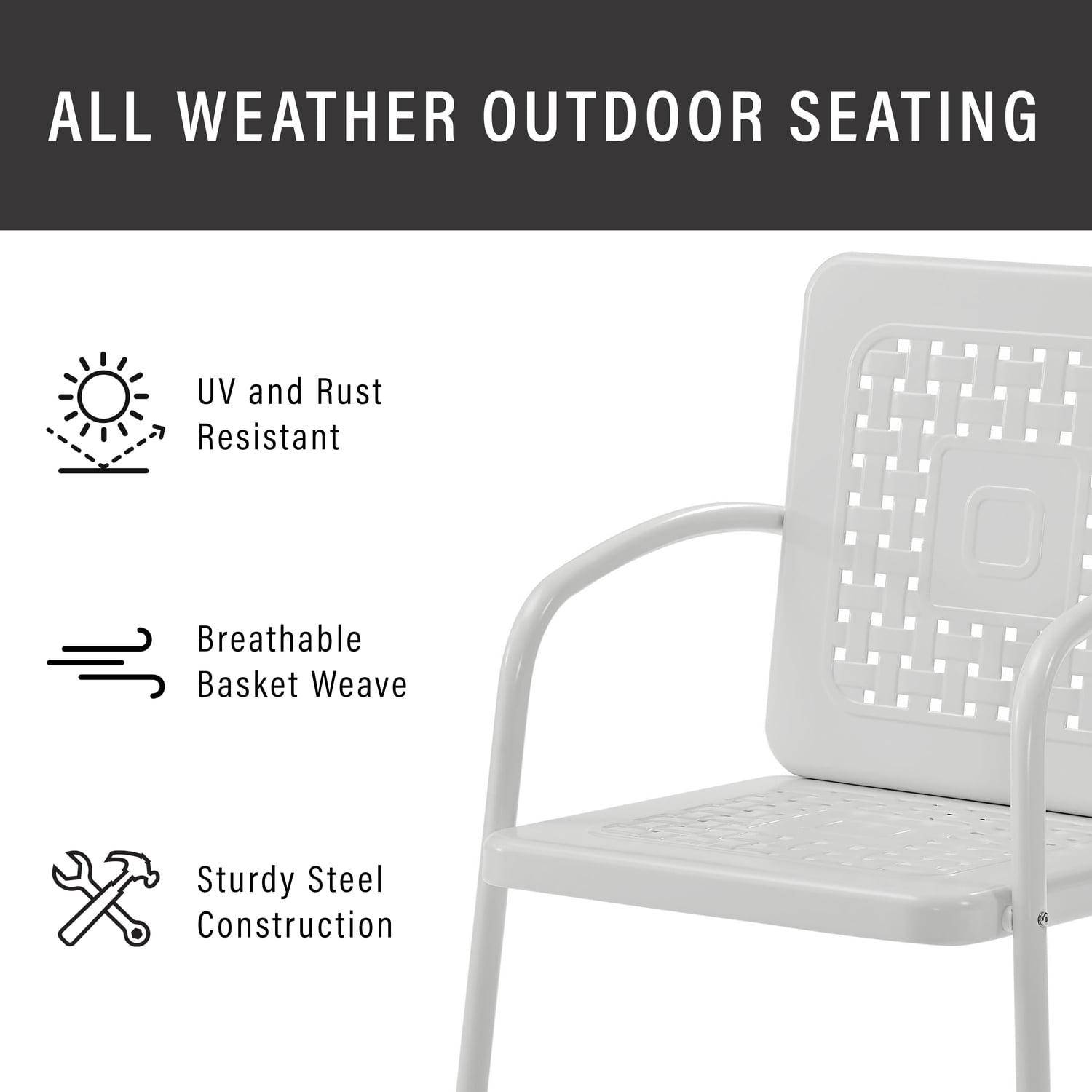Hashtag Home Burley 3Pc Outdoor Chair Set White Gloss/White Satin - Side Table & 2 Chairs