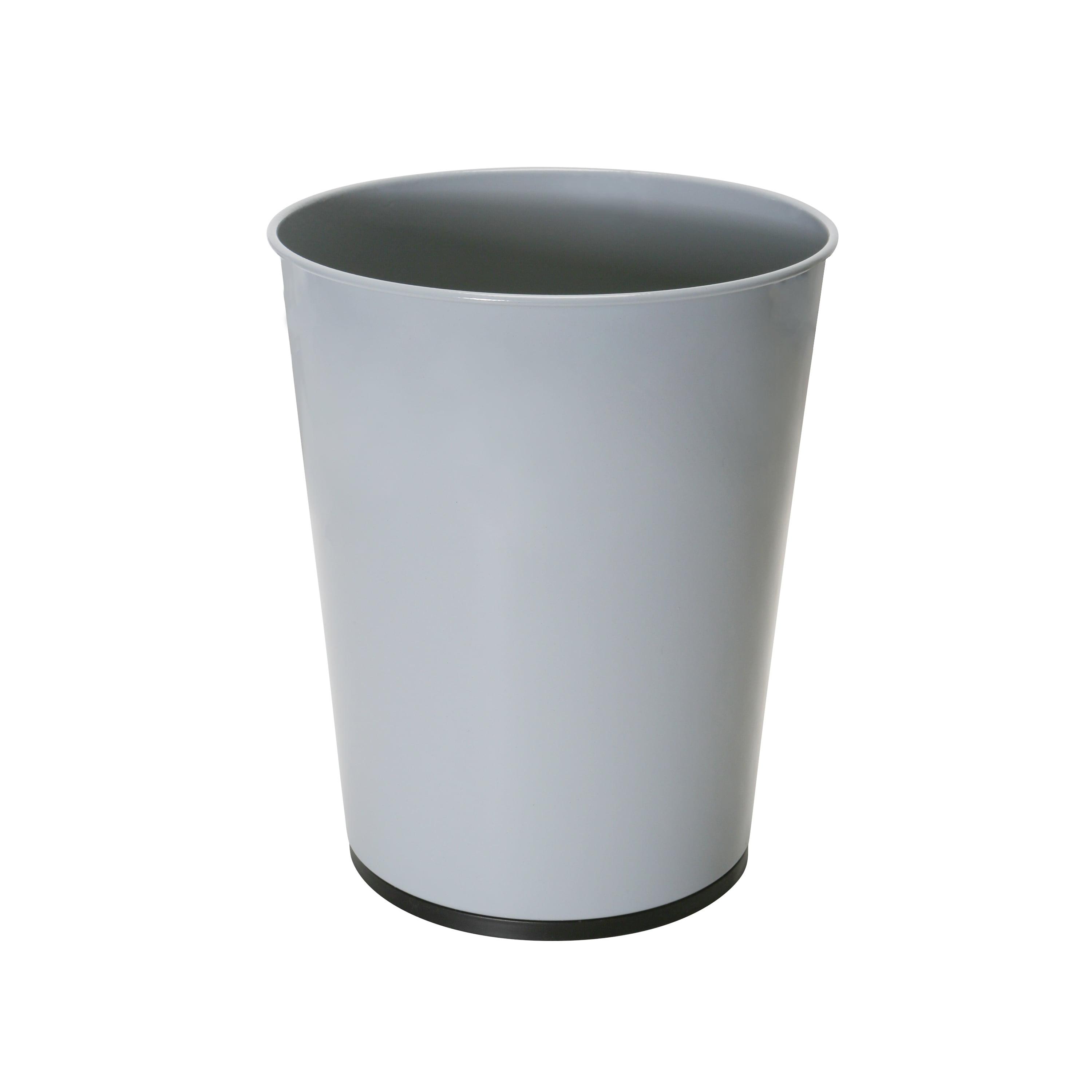 Gray Stainless Steel 5-Liter Round Wastebasket