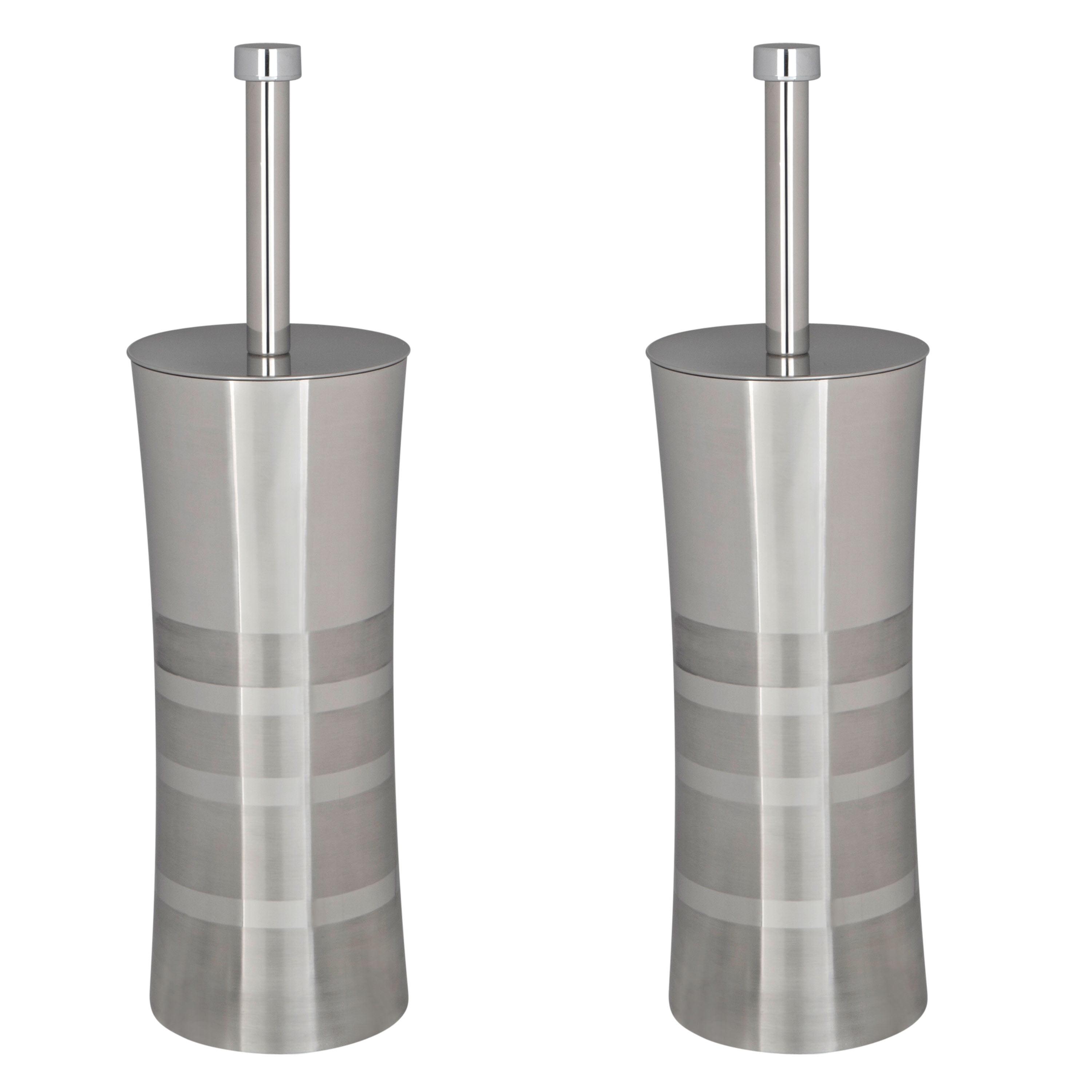 Stainless Steel Two-Tone Toilet Brush and Holder Set