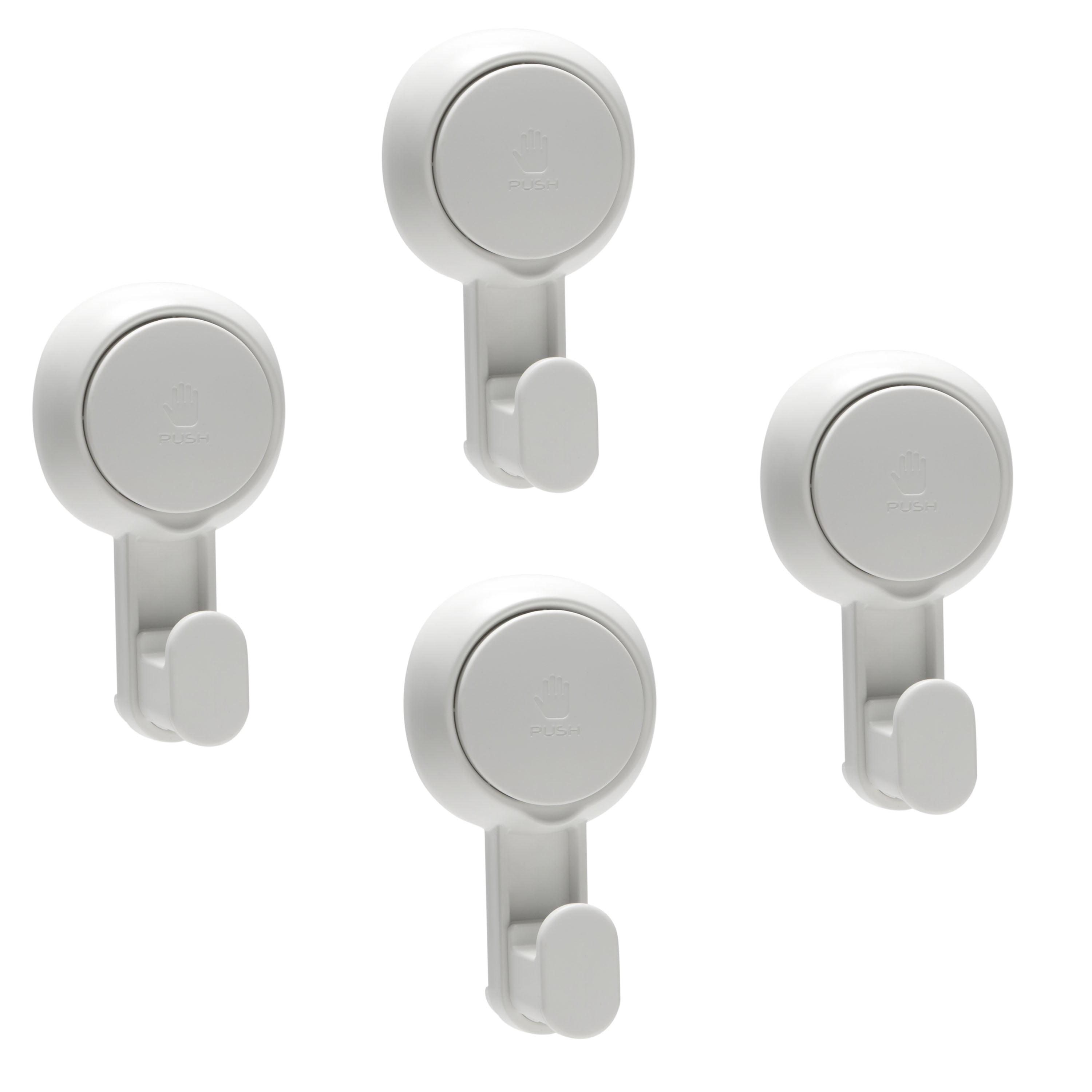 Bath Bliss 4 Pack Plastic Gel-Suction Power Hooks, White