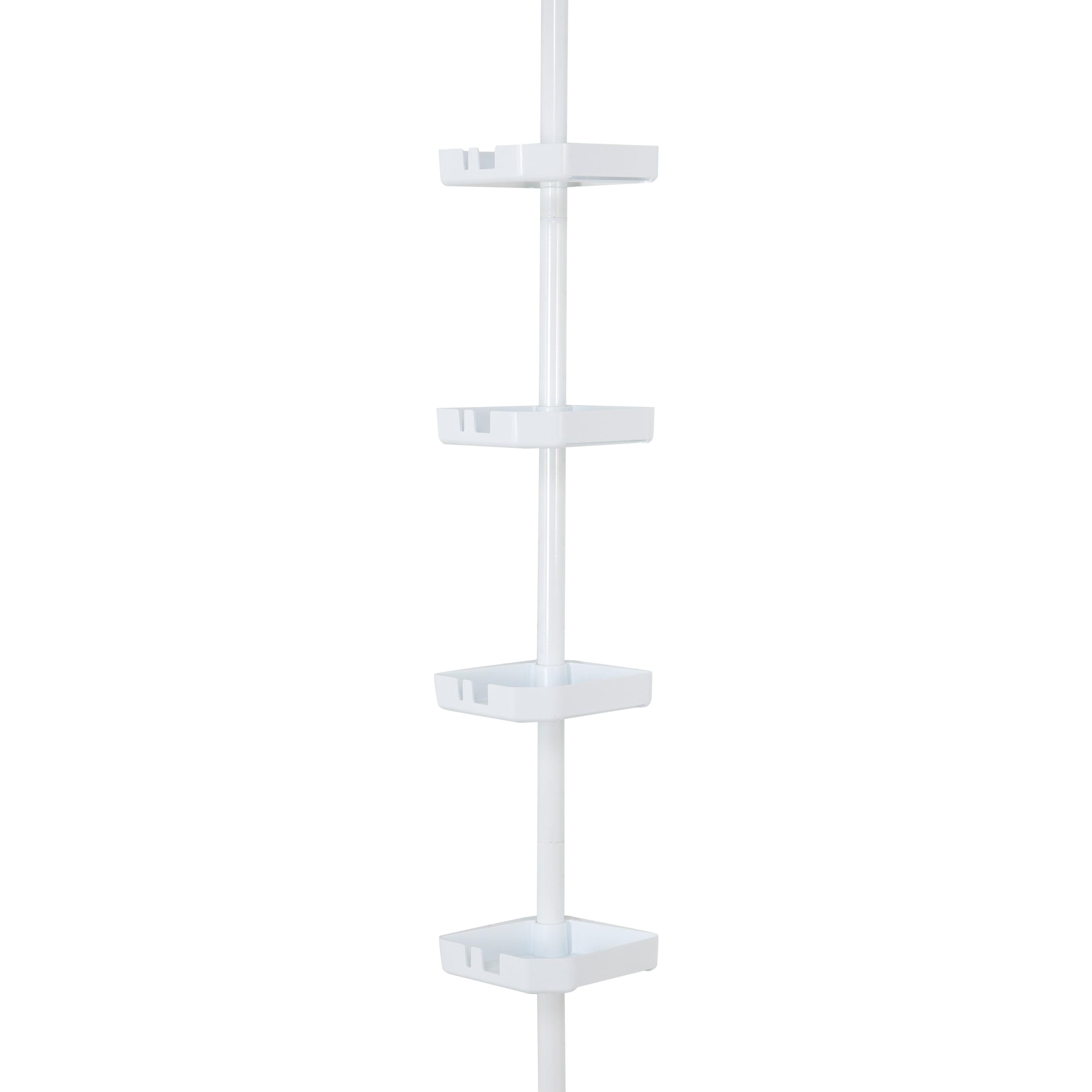 White Metal 4-Tier Tension Mount Shower Organizer Caddy