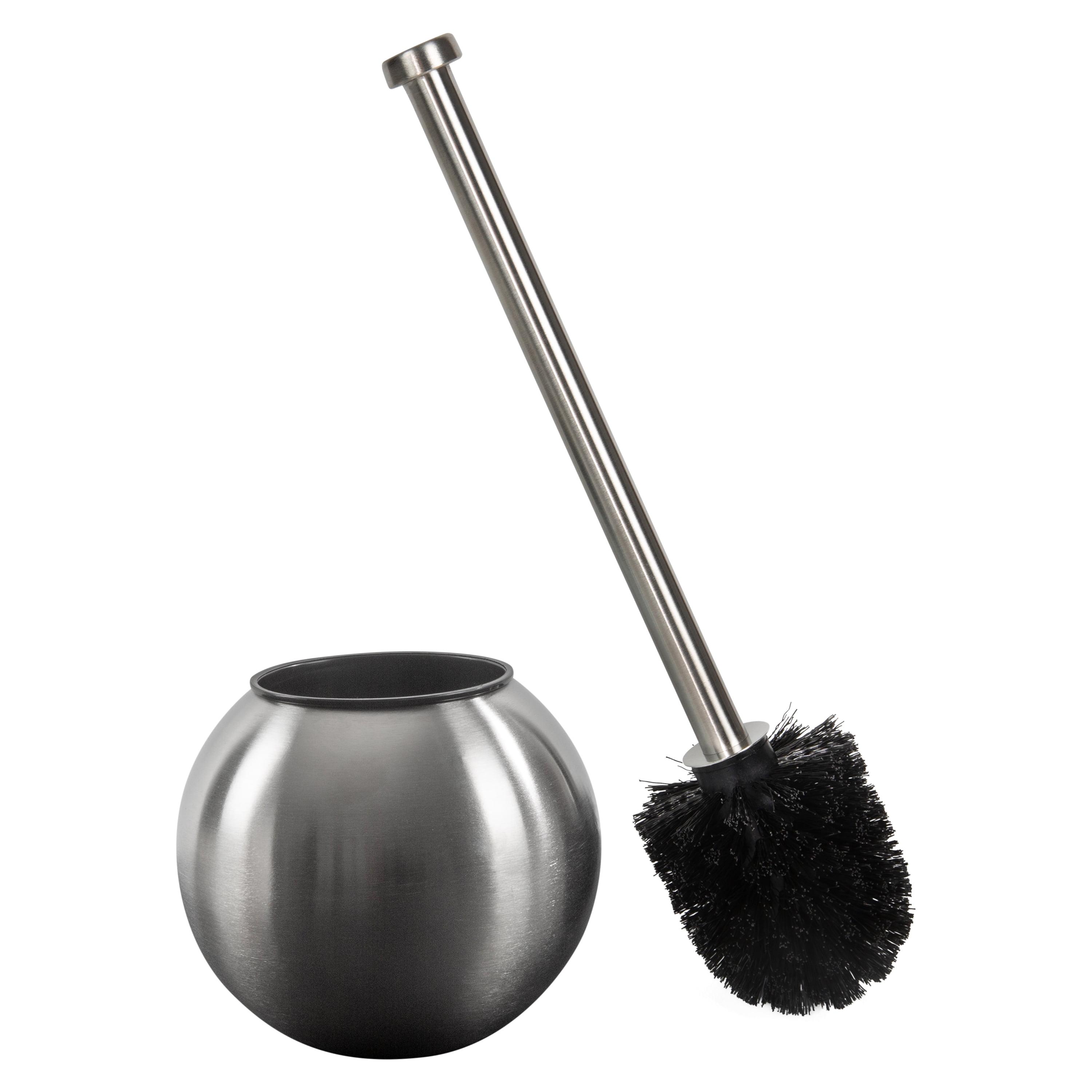 Globe Design Toilet Brush and Holder Stainless Steel - Bath Bliss