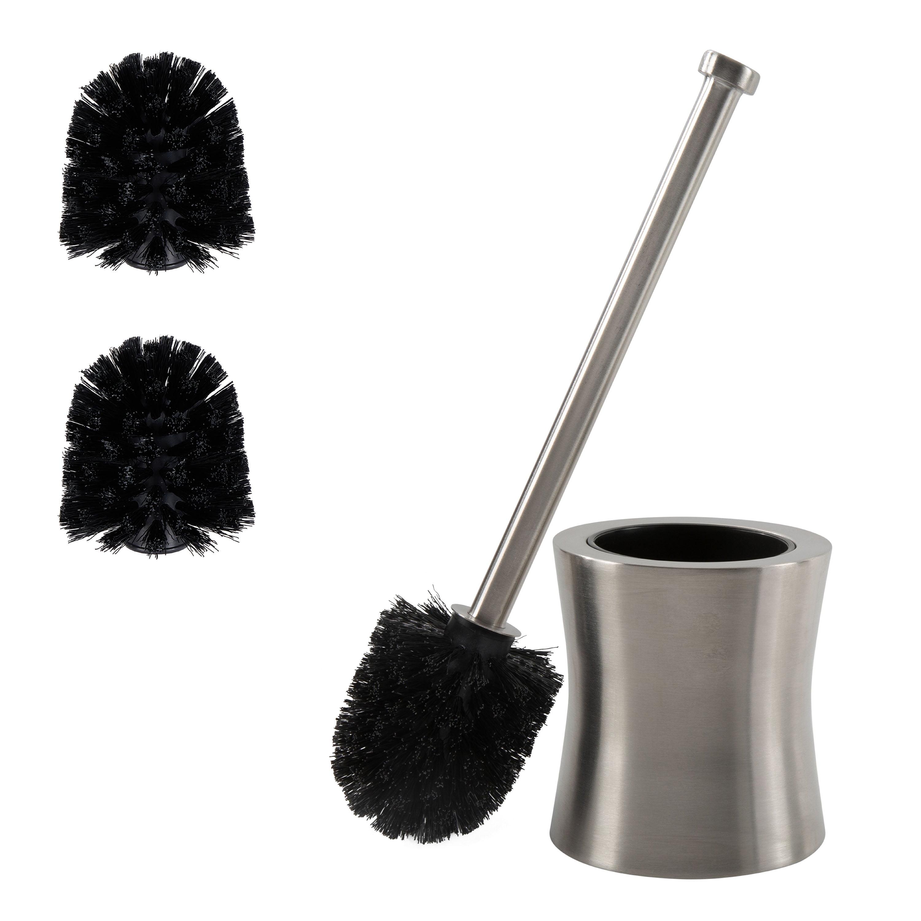 Bath Bliss Bath Bliss Hour Glass Shaped Stainless Steel Toilet Brush and Holder 2 Pack Replacement Brushes