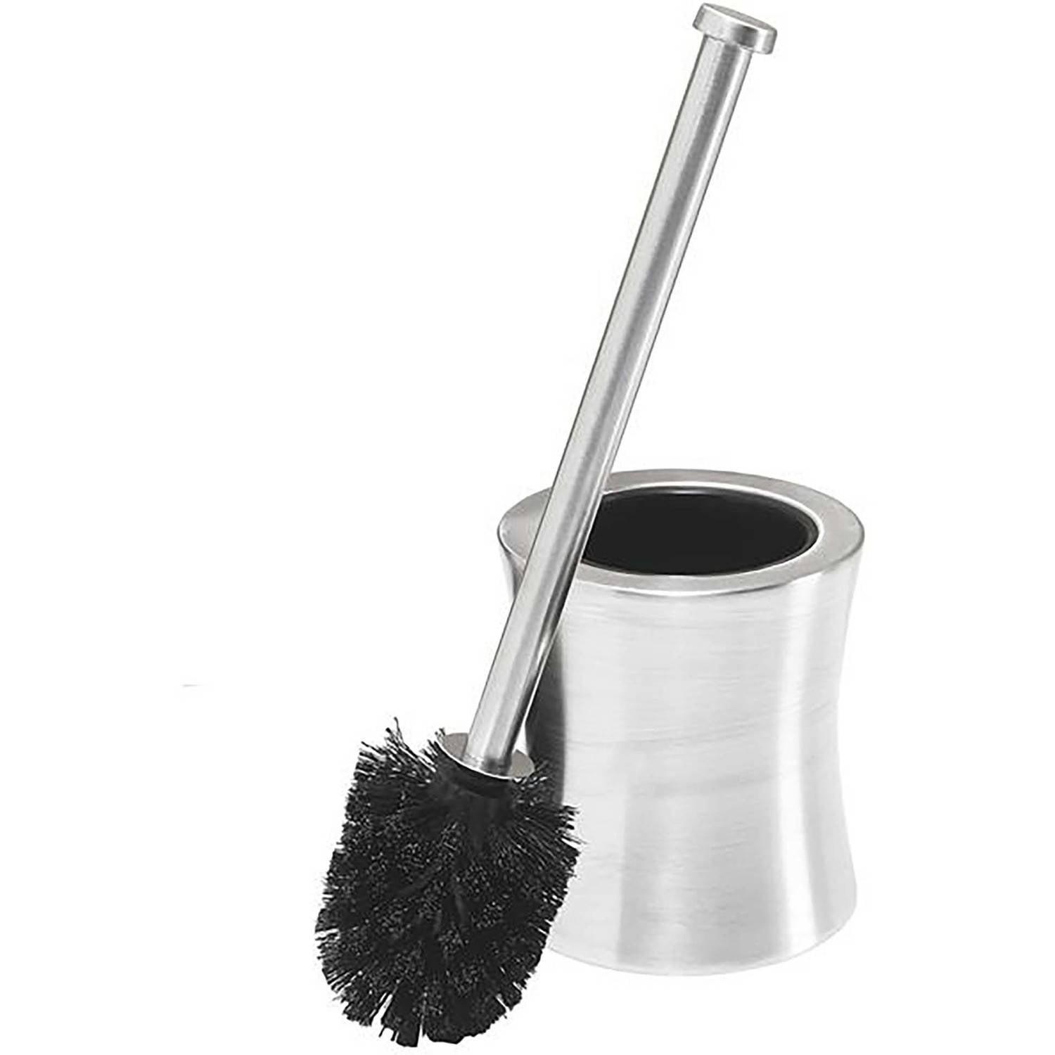 Hour Glass Shaped Silver Stainless Steel Toilet Brush and Holder